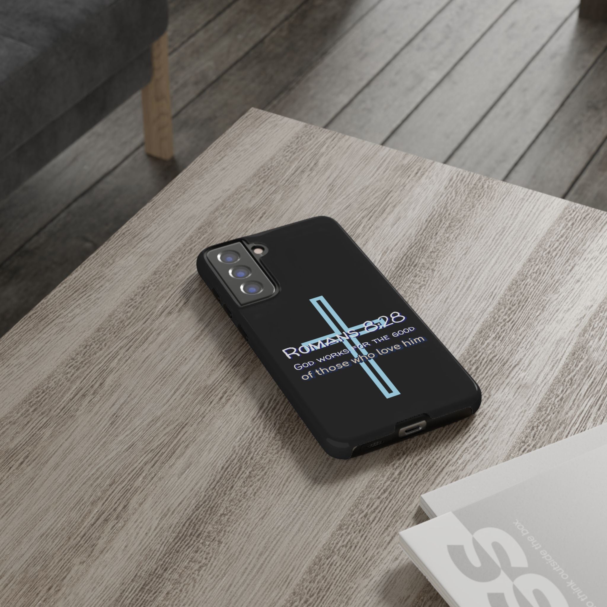 Christian Phone Case for Samsung Series, Tough Phone Case, Romans 8:28 Inspirational Gift, Faith-Based Phone Cover, Religious Style, Durable Cell Case