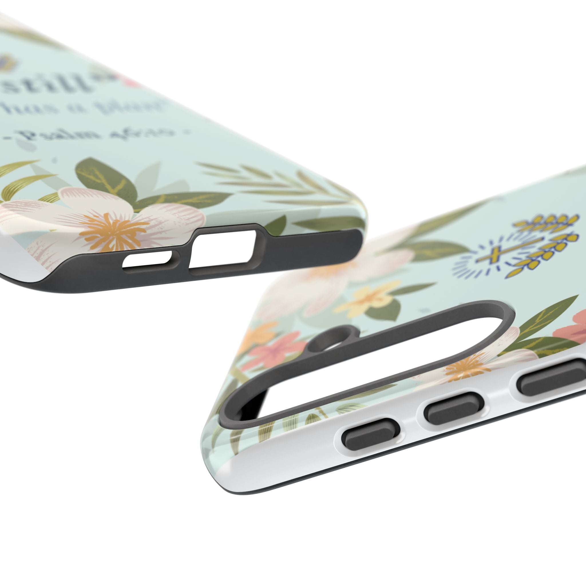 Floral Bible Verse Phone Case, Be Still God Has a Plan, Inspirational Tech Accessory for Samsung series, Gift for Christians, Psalm 46:10 Cover