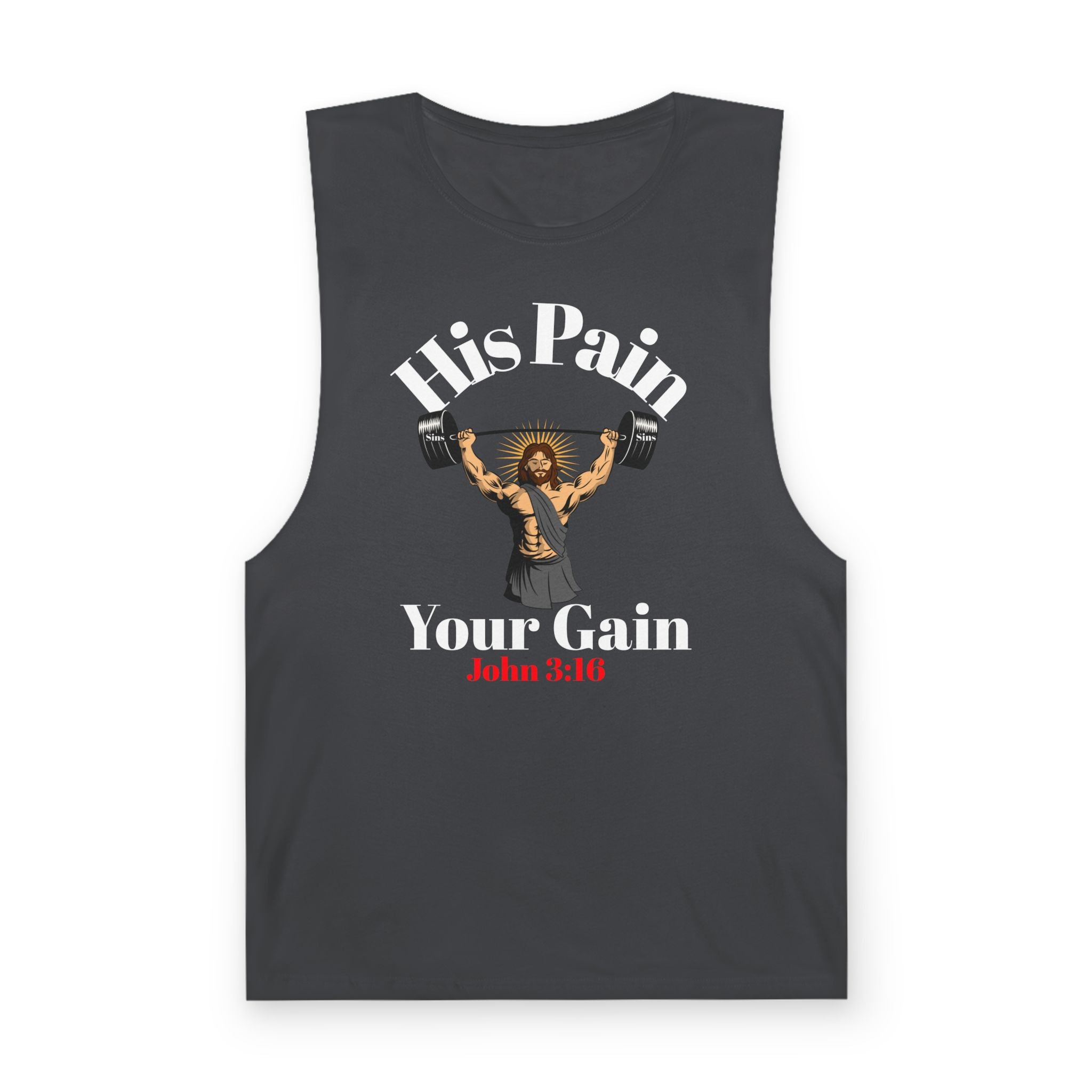 His Pain, Your Gain – Christian Workout Tank – Unisex Faith & Fitness Gym Apparel- Gym Summer - Faithfully Hecho