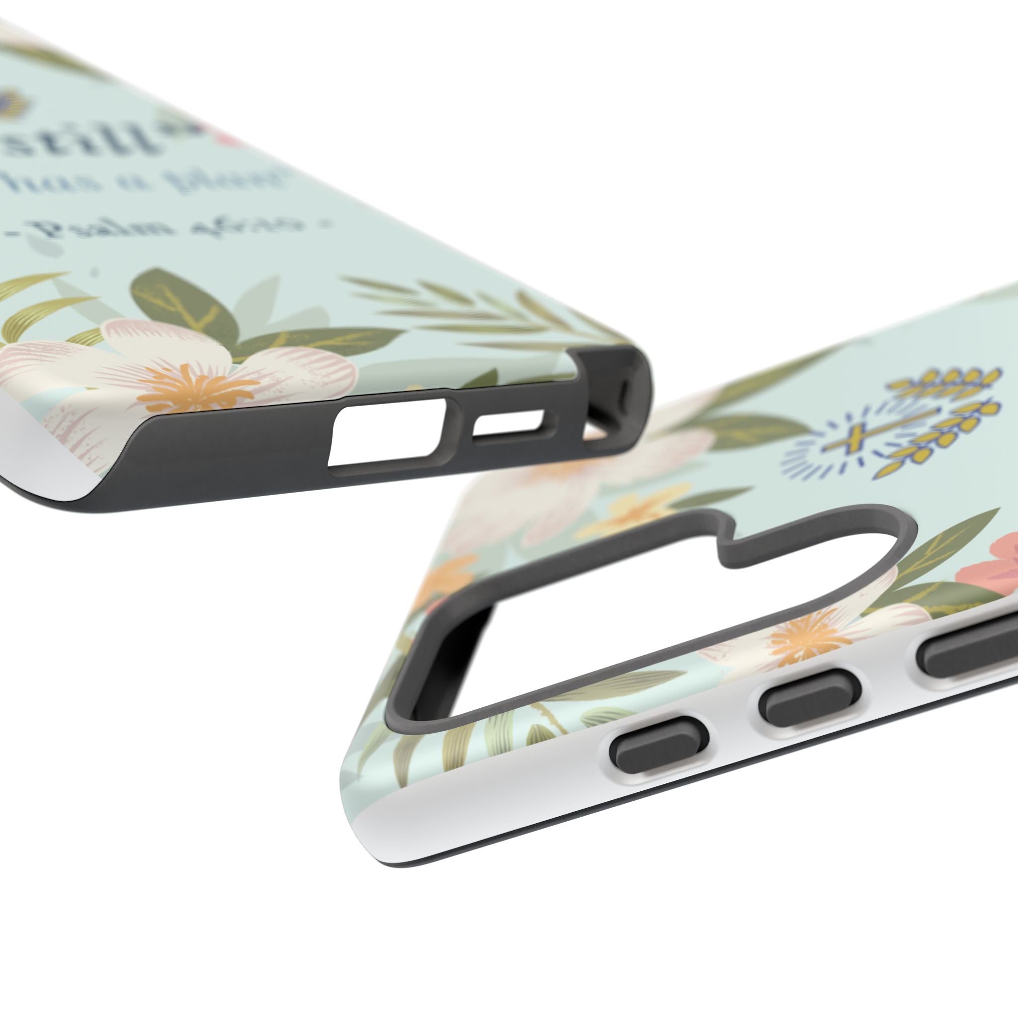 Floral Bible Verse Phone Case, Be Still God Has a Plan, Inspirational Tech Accessory for Samsung series, Gift for Christians, Psalm 46:10 Cover