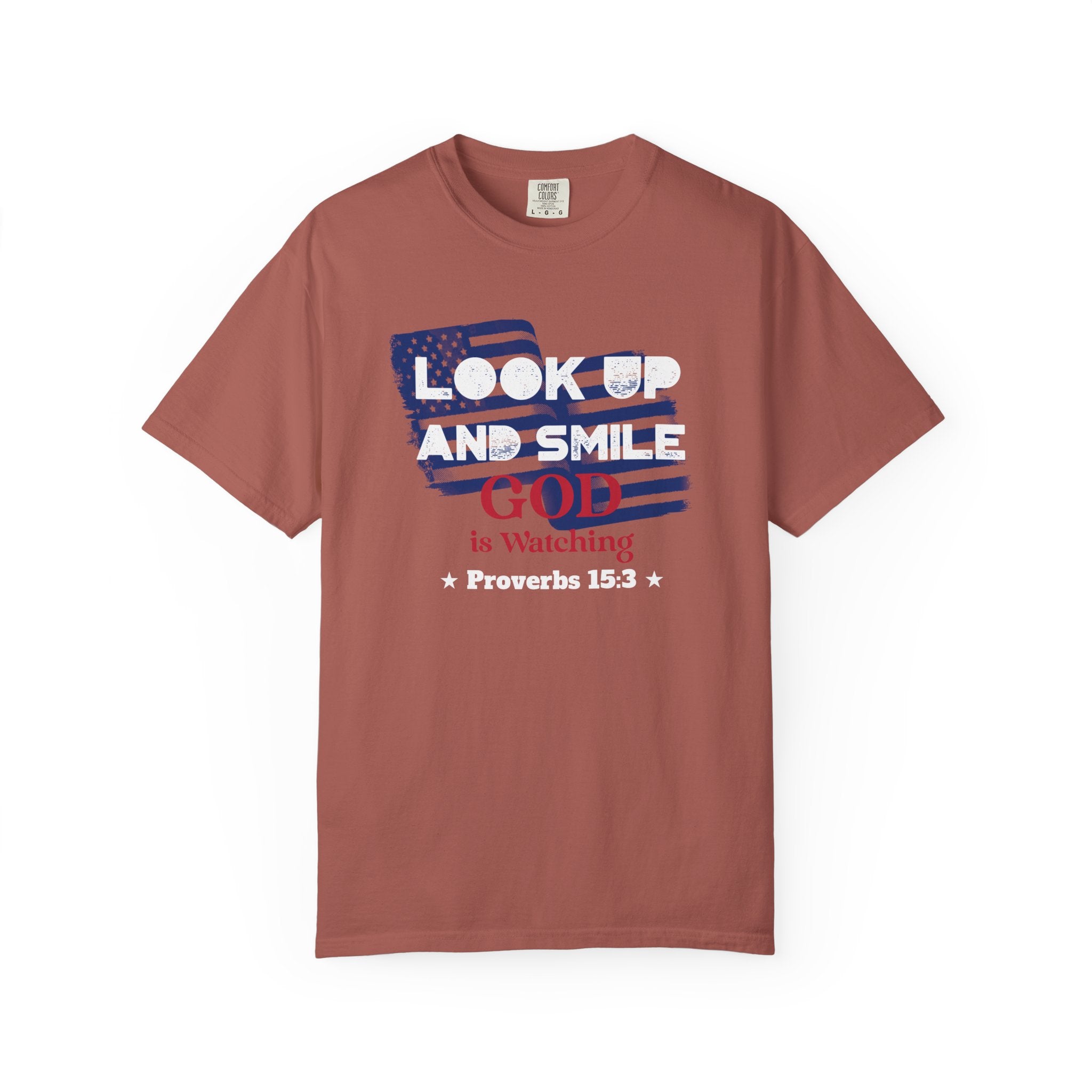 Look Up and Smile – A Reminder from Proverbs 15:3 That God Sees You - Unisex T-shirt