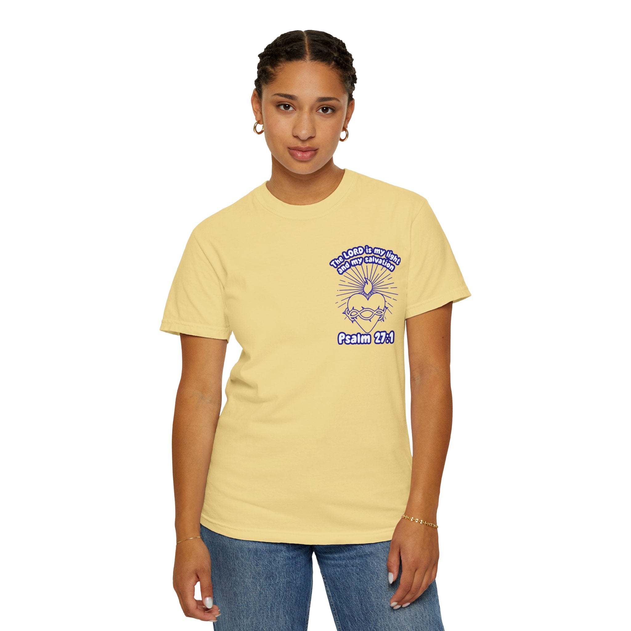 Christian Cross Unisex Tee - The Lord is my Light and my Salvation Design
