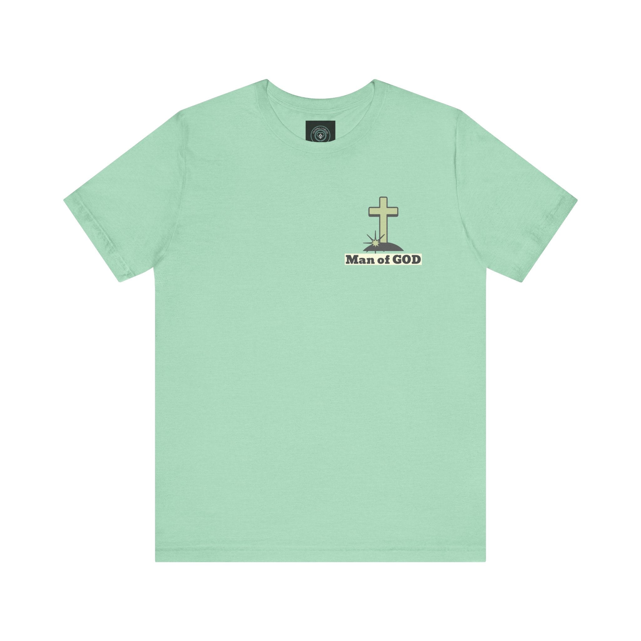 Men's Tshirt Colorful Fonts  - 1 Corinthians 16:13 Bible Verse Design. Man of God, Stand firm in the Faith