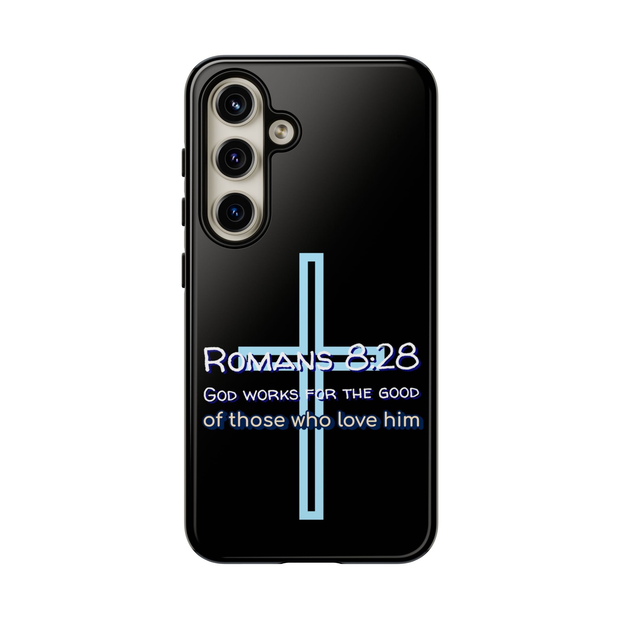 Christian Phone Case for Samsung Series, Tough Phone Case, Romans 8:28 Inspirational Gift, Faith-Based Phone Cover, Religious Style, Durable Cell Case