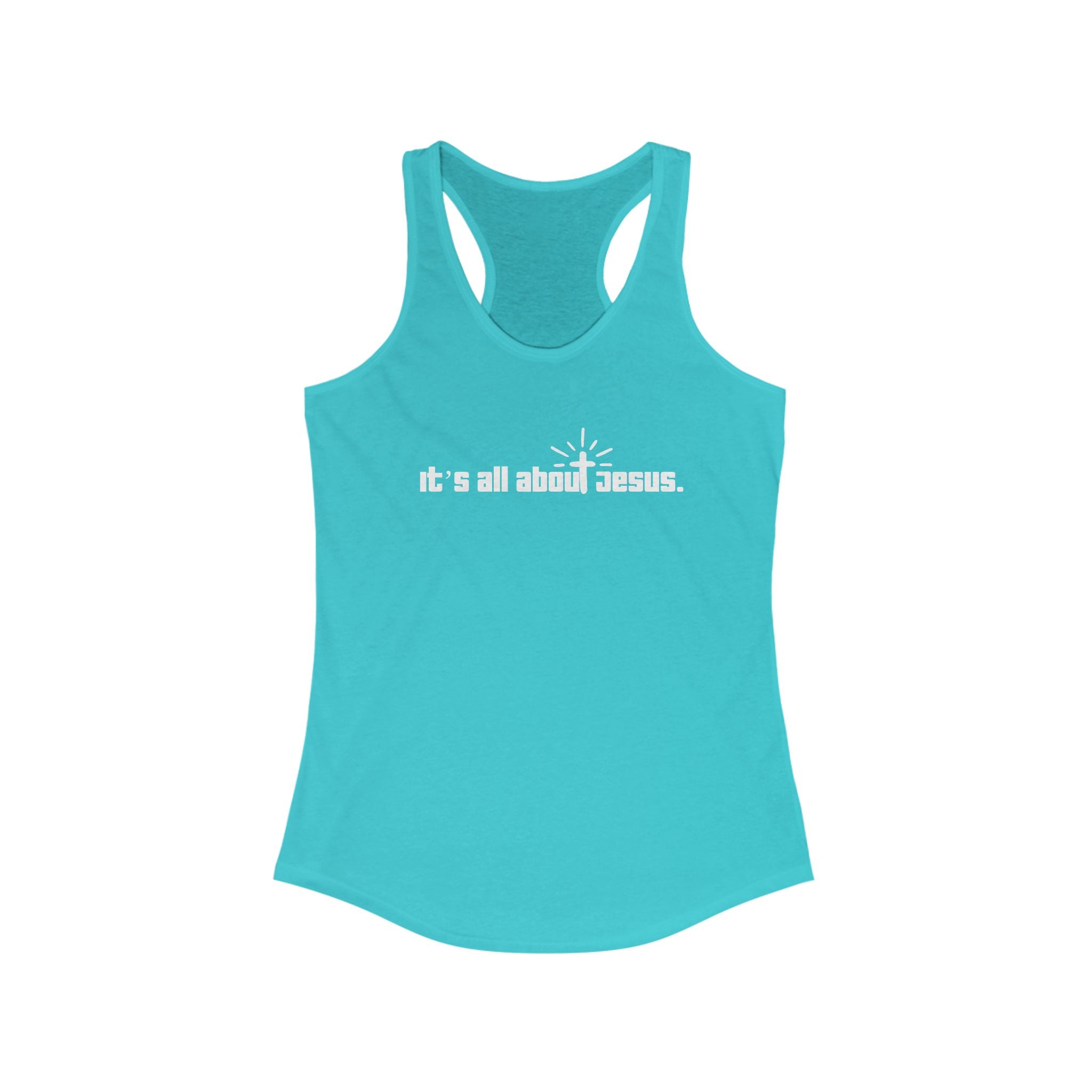 It’s All About JESUS Tank | Christian Workout Shirt | Unisex Faith Gym Apparel | Bible Verse Fitness Top - Faithfully Hecho