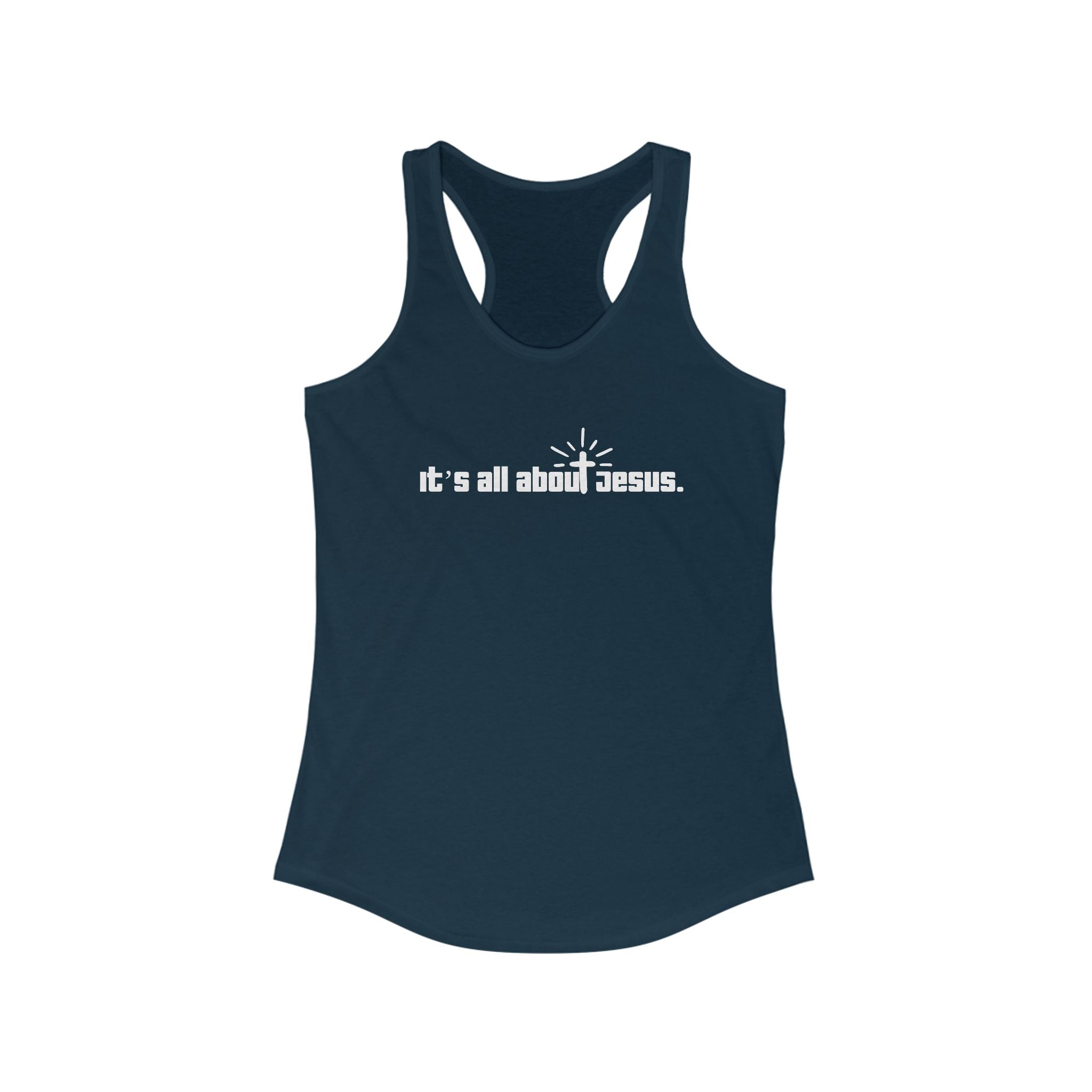 It’s All About JESUS Tank | Christian Workout Shirt | Unisex Faith Gym Apparel | Bible Verse Fitness Top - Faithfully Hecho