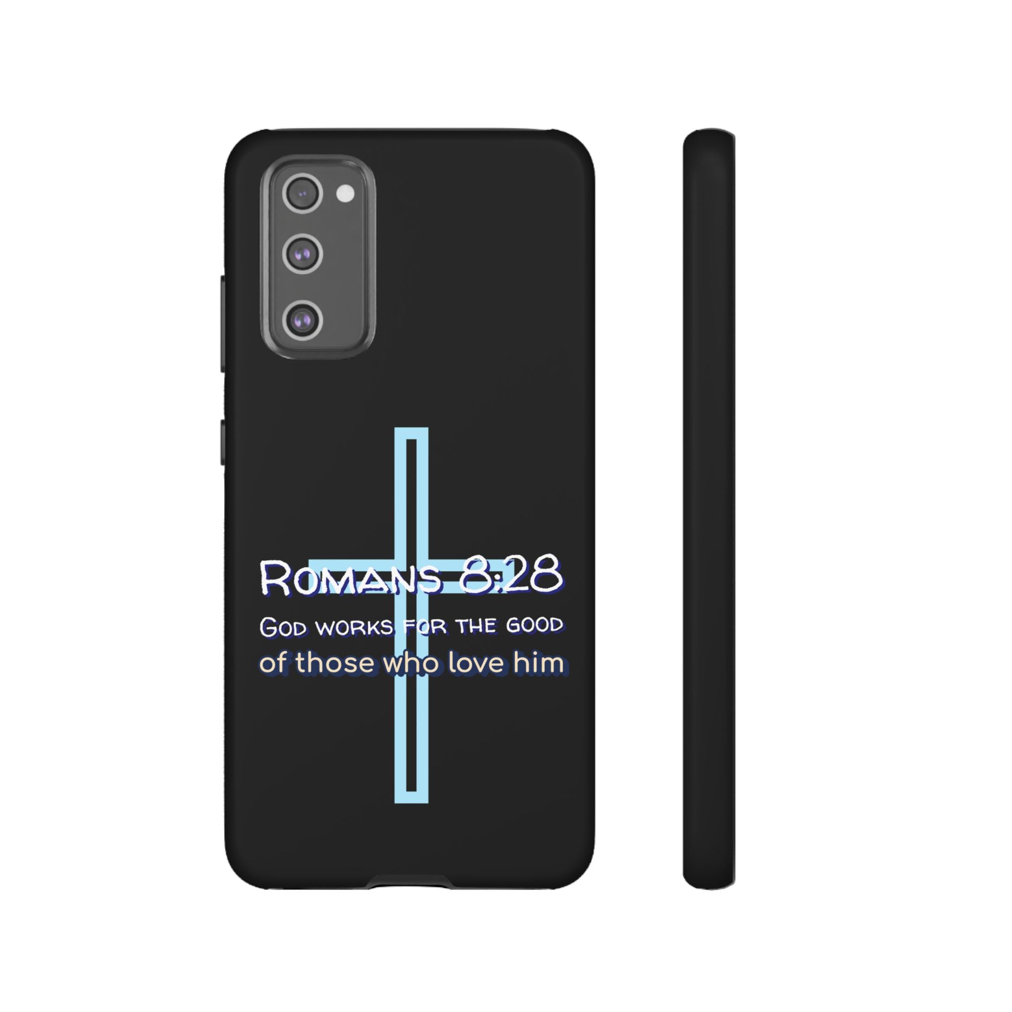 Christian Phone Case for Samsung Series, Tough Phone Case, Romans 8:28 Inspirational Gift, Faith-Based Phone Cover, Religious Style, Durable Cell Case