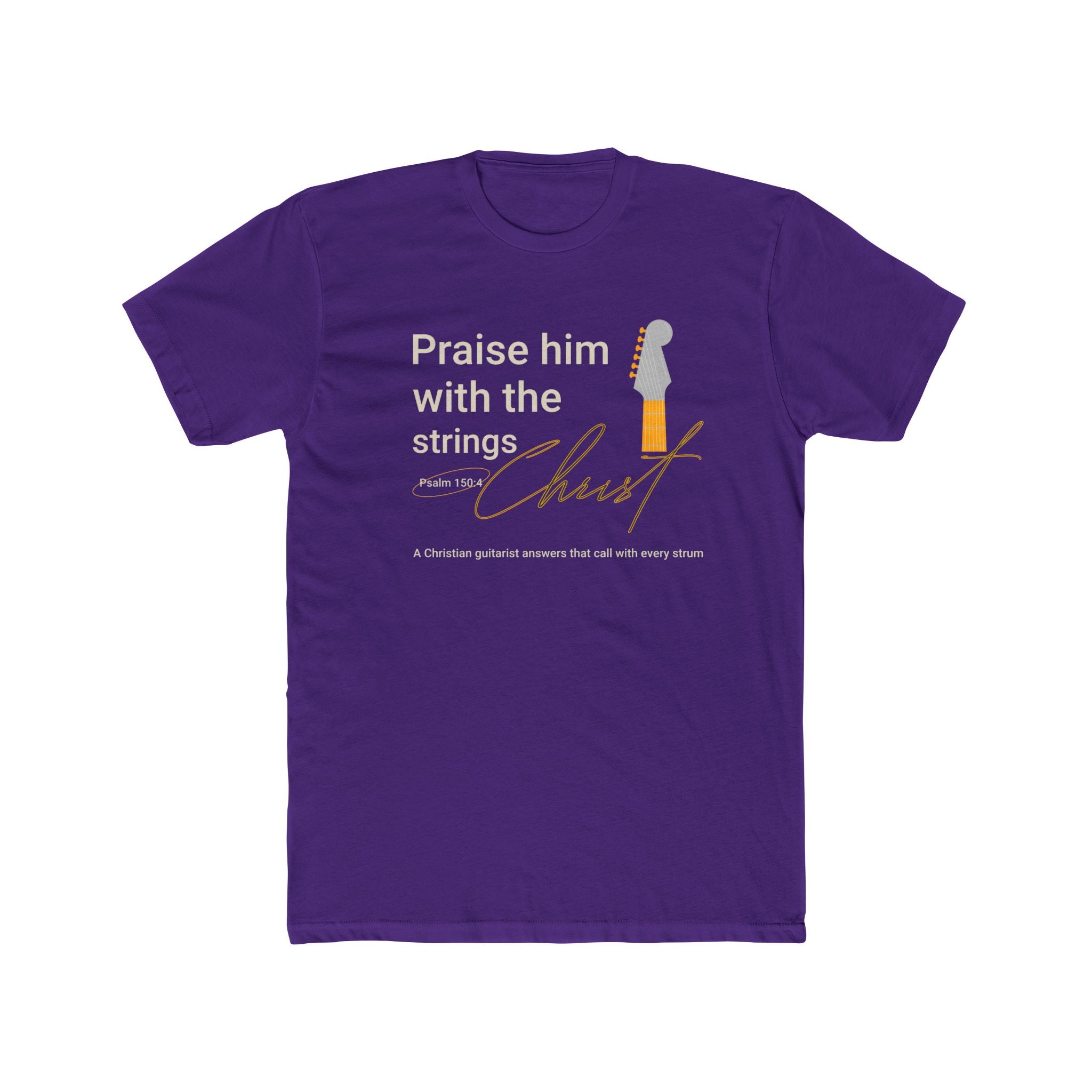 Praise Him Guitar Cotton Tee, Unisex Crew Neck Shirt, Christian Inspirational Top, Religious Gift, Faith-Based Apparel, Perfect for Church