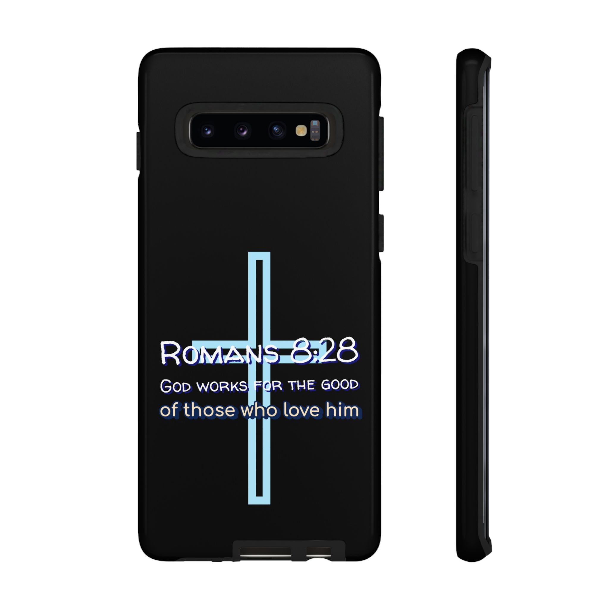 Christian Phone Case for Samsung Series, Tough Phone Case, Romans 8:28 Inspirational Gift, Faith-Based Phone Cover, Religious Style, Durable Cell Case