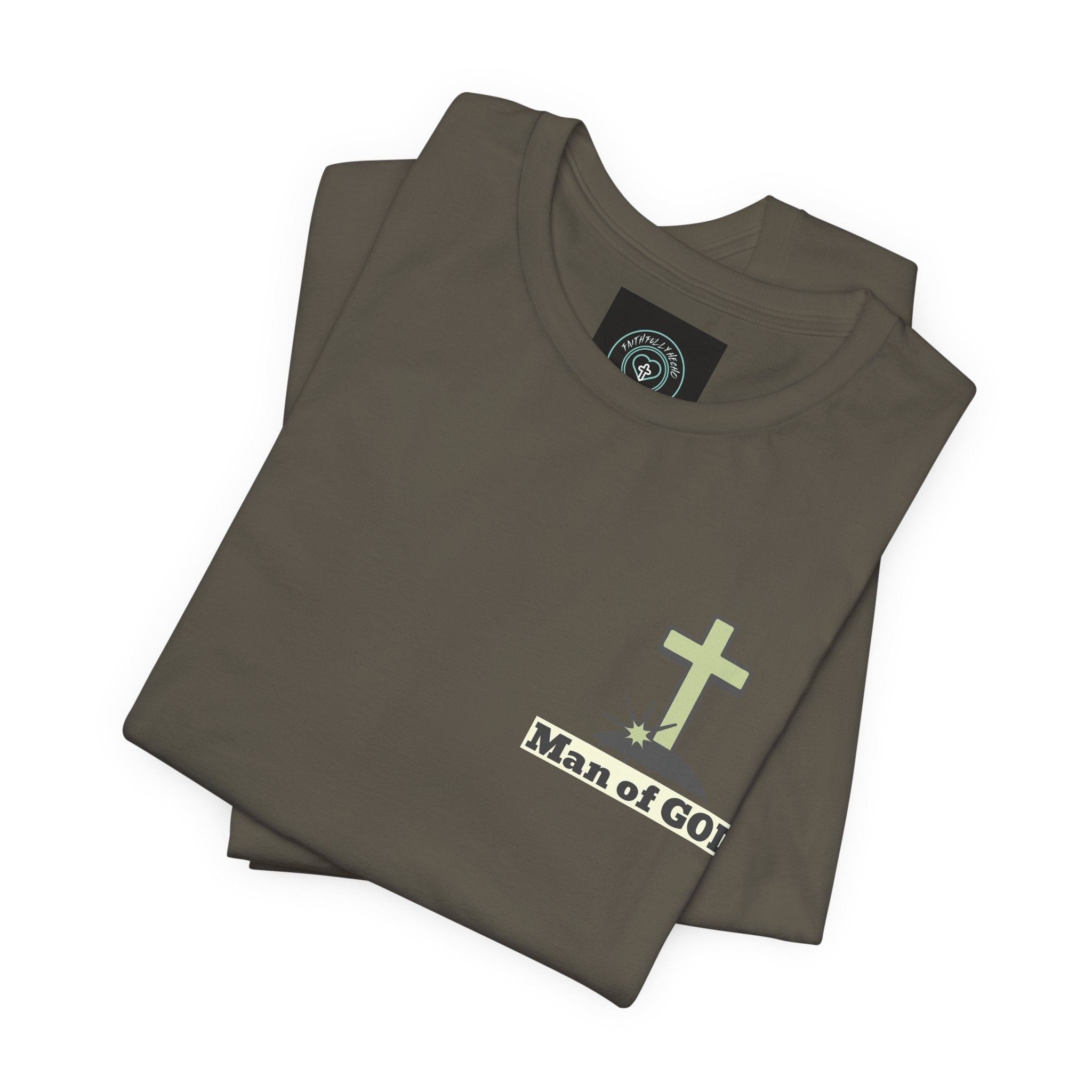 Men's Tshirt - 1 Corinthians 16:13 Bible Verse Design. Man of God, Stand firm in the Faith