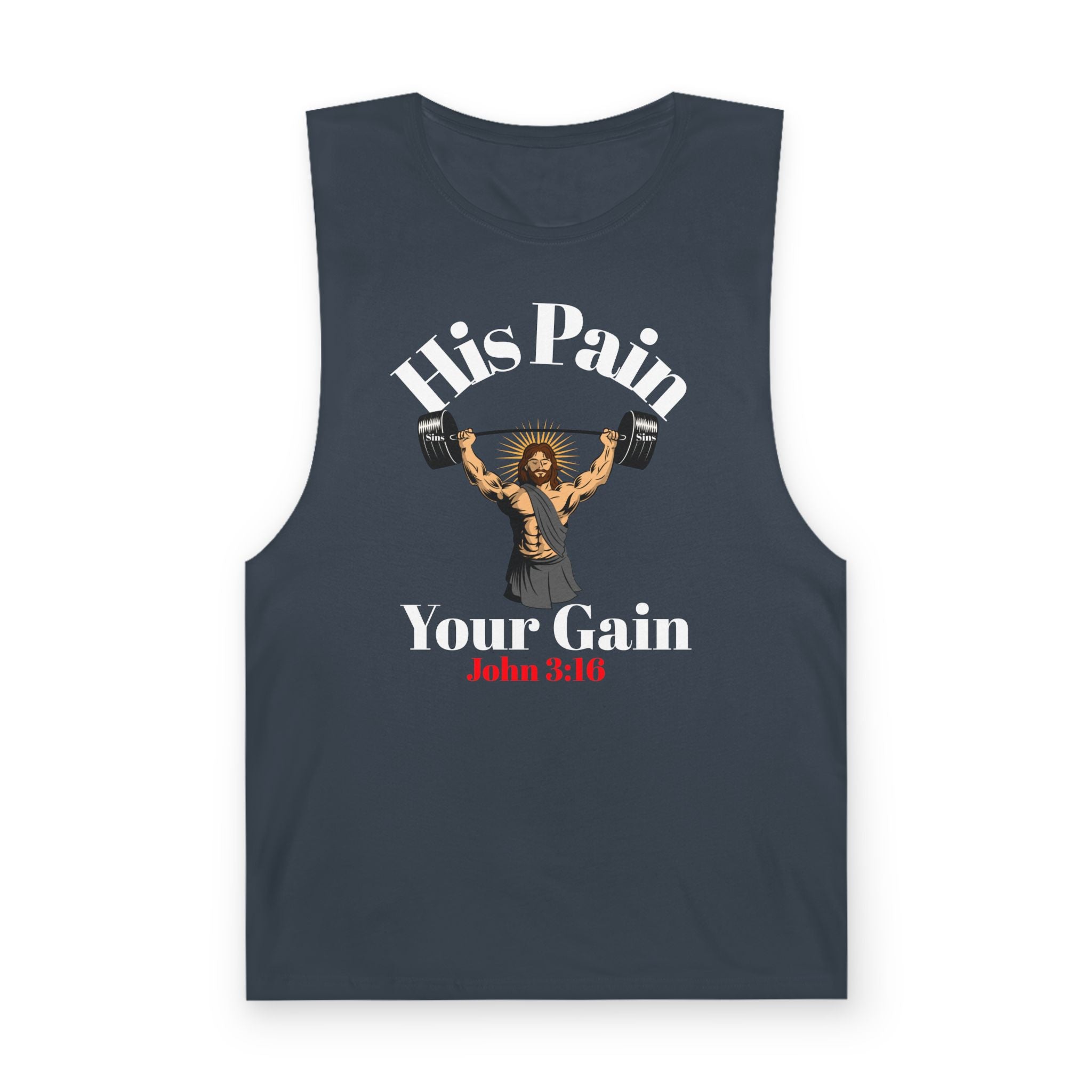 His Pain, Your Gain – Christian Workout Tank – Unisex Faith & Fitness Gym Apparel- Gym Summer - Faithfully Hecho