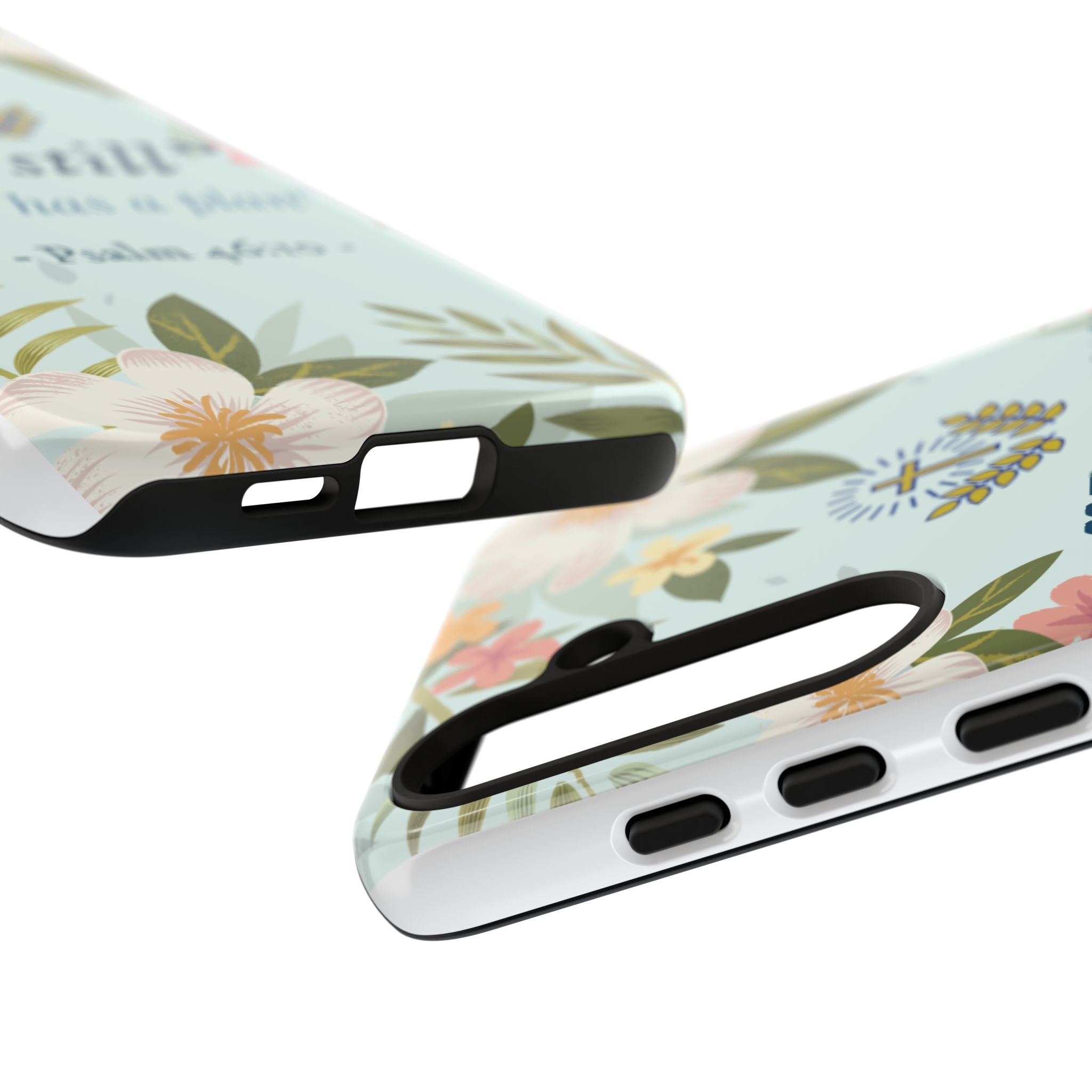 Floral Bible Verse Phone Case, Be Still God Has a Plan, Inspirational Tech Accessory for Samsung series, Gift for Christians, Psalm 46:10 Cover