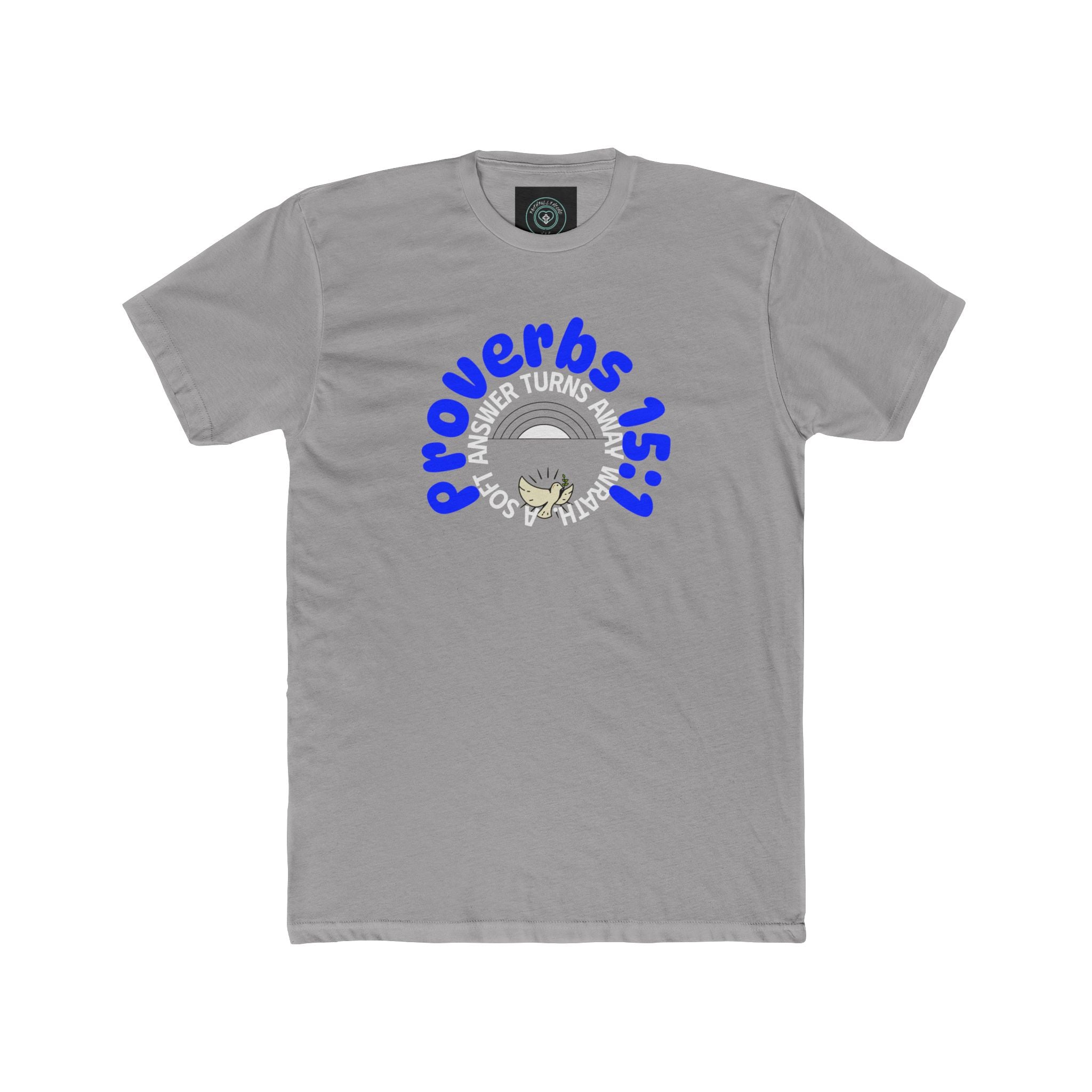 Inspirational Christian Quote Crew Tee, Proverbs 15:1 Motivational unisex T-Shirt, blue colors - Gift for Friends, Casual Wear, Bible Verse Tee, Everyday Comfort