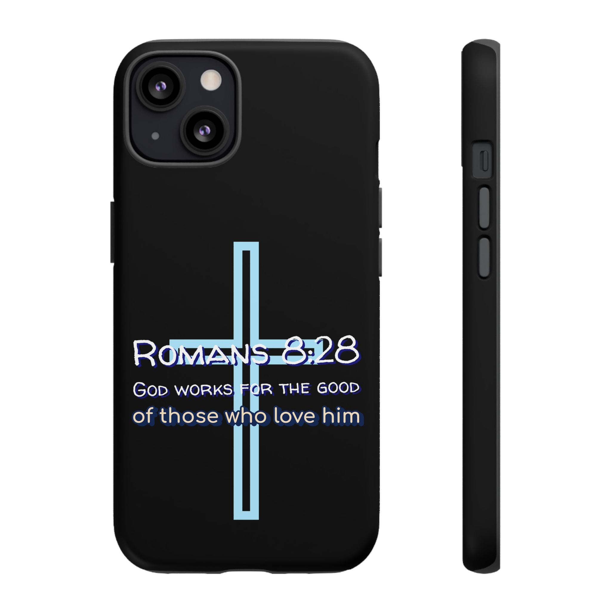 Christian Phone Case for iPhone series, Tough Phone Case, Romans 8:28 Inspirational Gift, Faith-Based Phone Cover, Religious Style, Durable Cell Case
