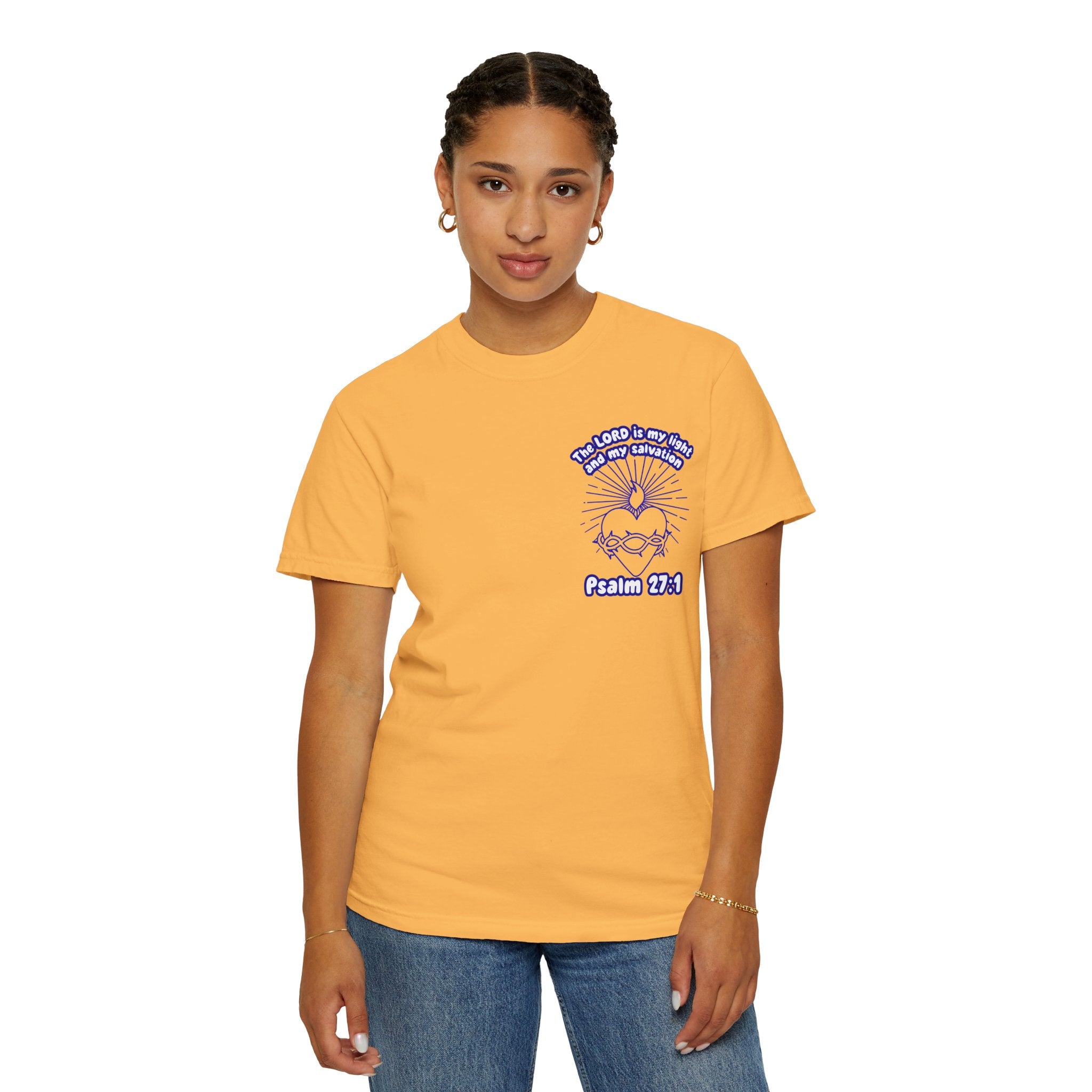 Christian Cross Unisex Tee - The Lord is my Light and my Salvation Design