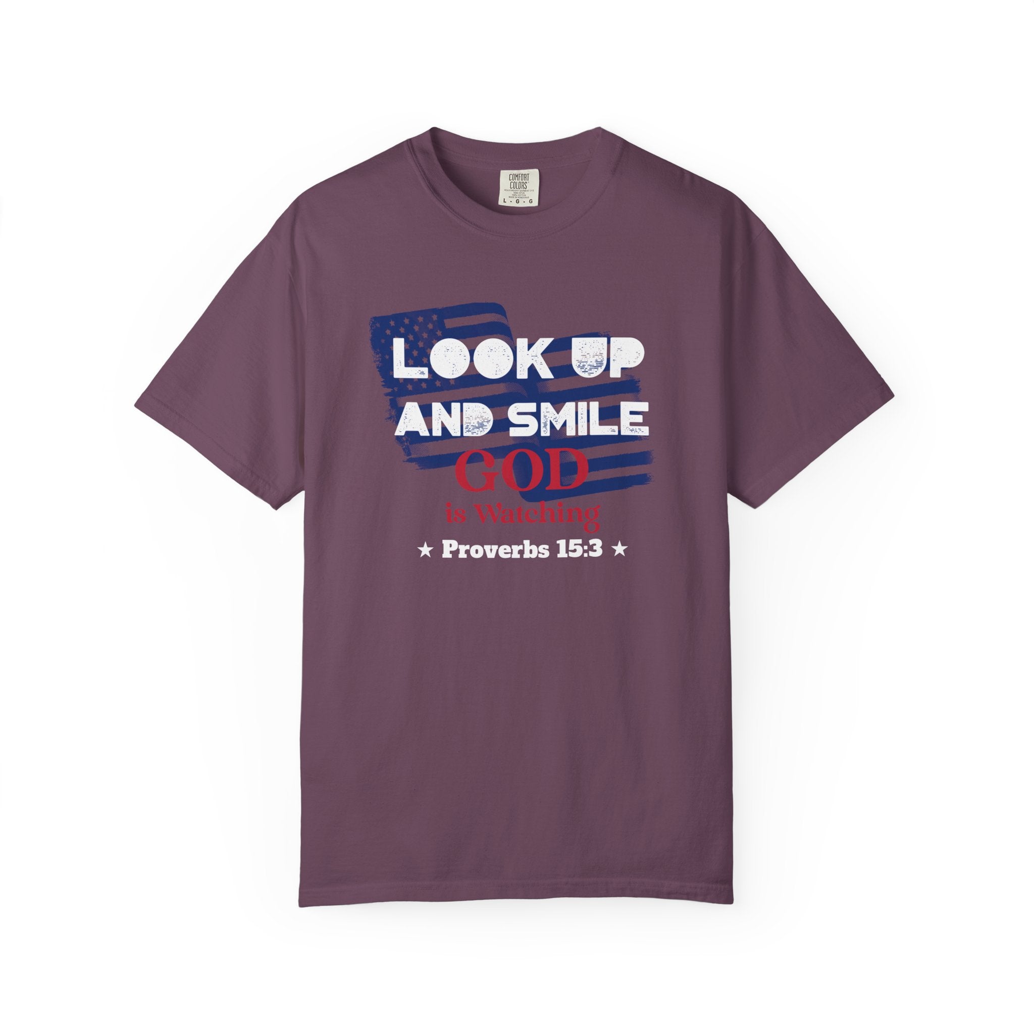 Look Up and Smile – A Reminder from Proverbs 15:3 That God Sees You - Unisex T-shirt