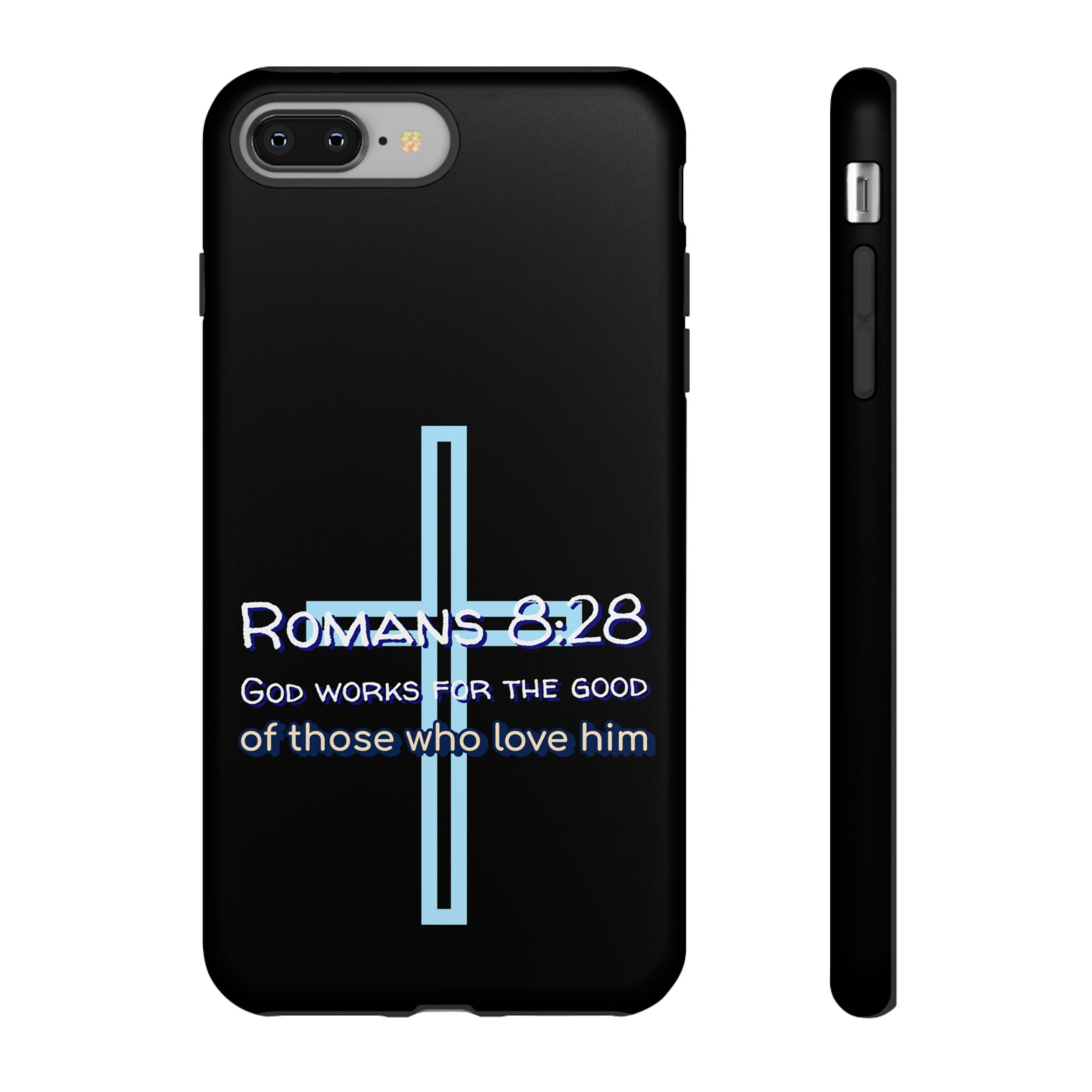 Christian Phone Case for iPhone series, Tough Phone Case, Romans 8:28 Inspirational Gift, Faith-Based Phone Cover, Religious Style, Durable Cell Case