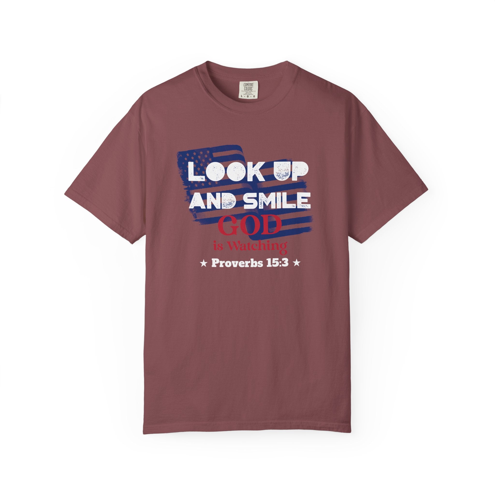 Look Up and Smile – A Reminder from Proverbs 15:3 That God Sees You - Unisex T-shirt