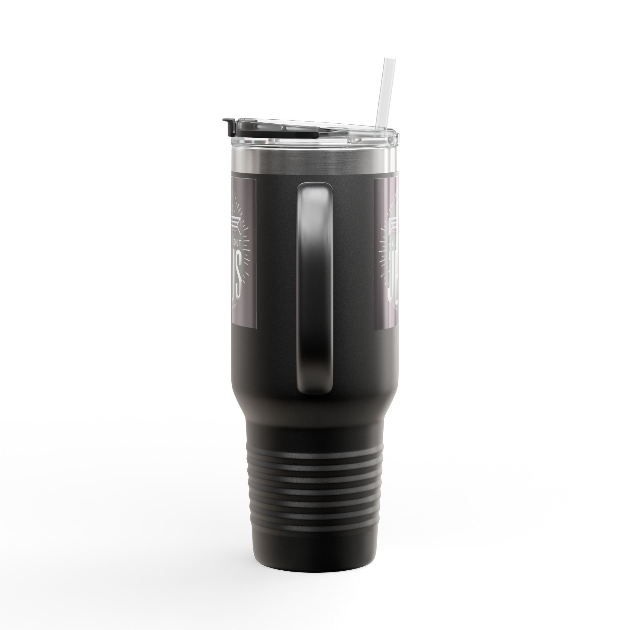 Personalized Insulated Travel Mug. All about JESUS,  Quote Praising God. Perfect Gift for Travelers & Those on the Go.
