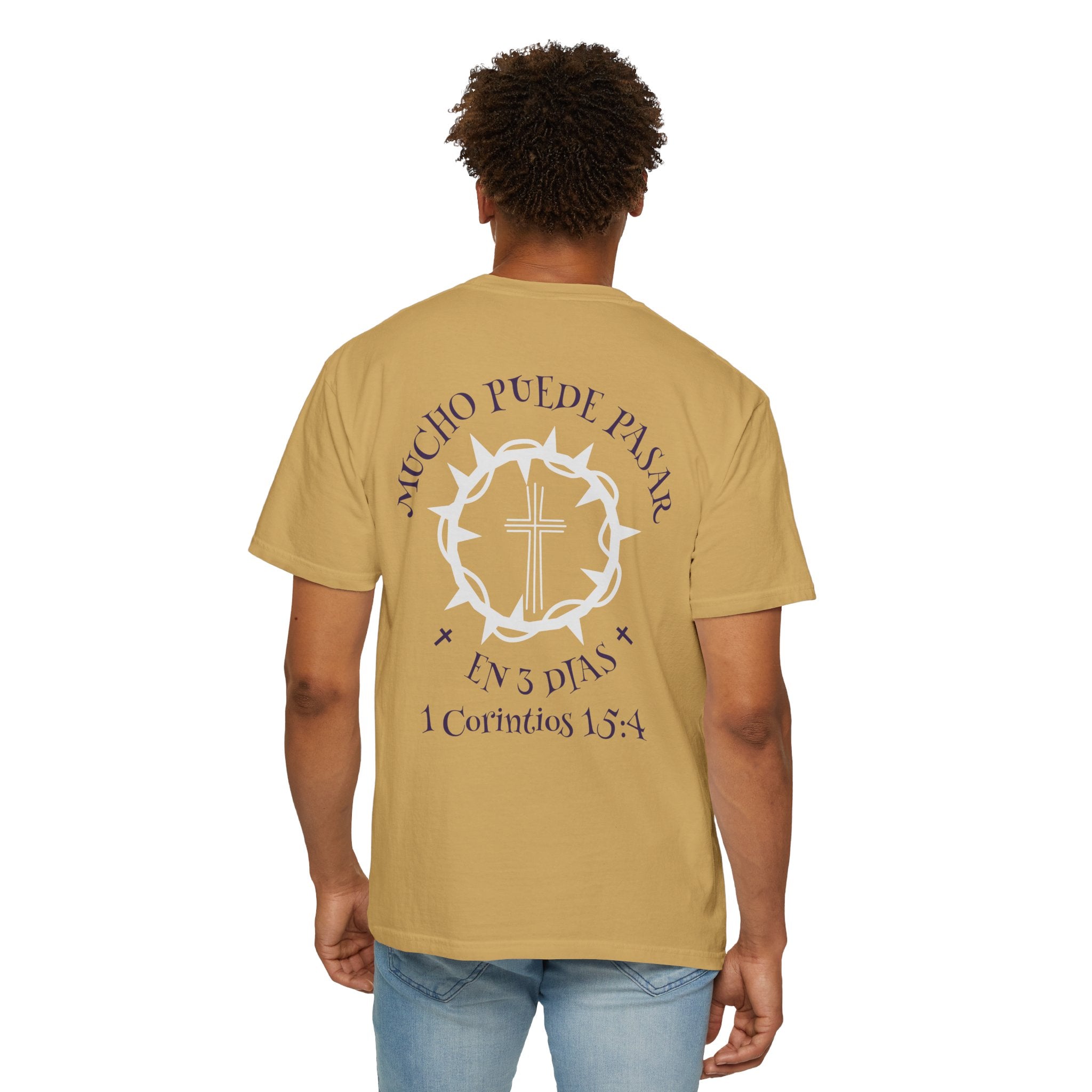 Christian Unisex Spanish Tee - Inspirado en 1 Corintios 15:4 " Mucho Puede pasar en 3 dias". Great for gift, Birthday, Church.