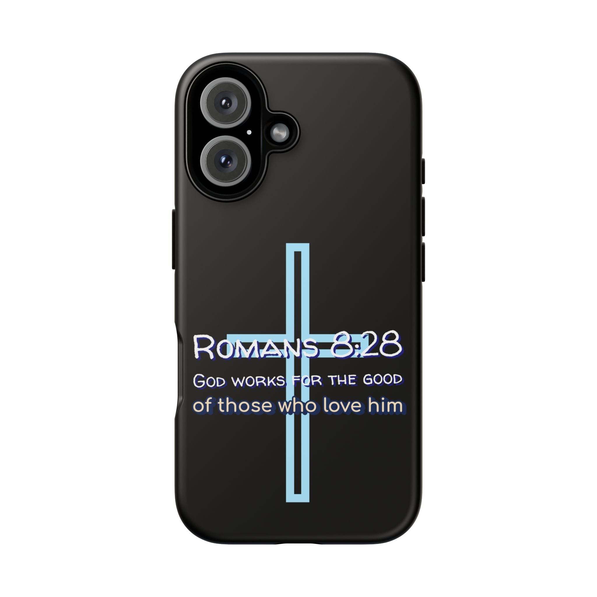 Christian Phone Case for iPhone series, Tough Phone Case, Romans 8:28 Inspirational Gift, Faith-Based Phone Cover, Religious Style, Durable Cell Case