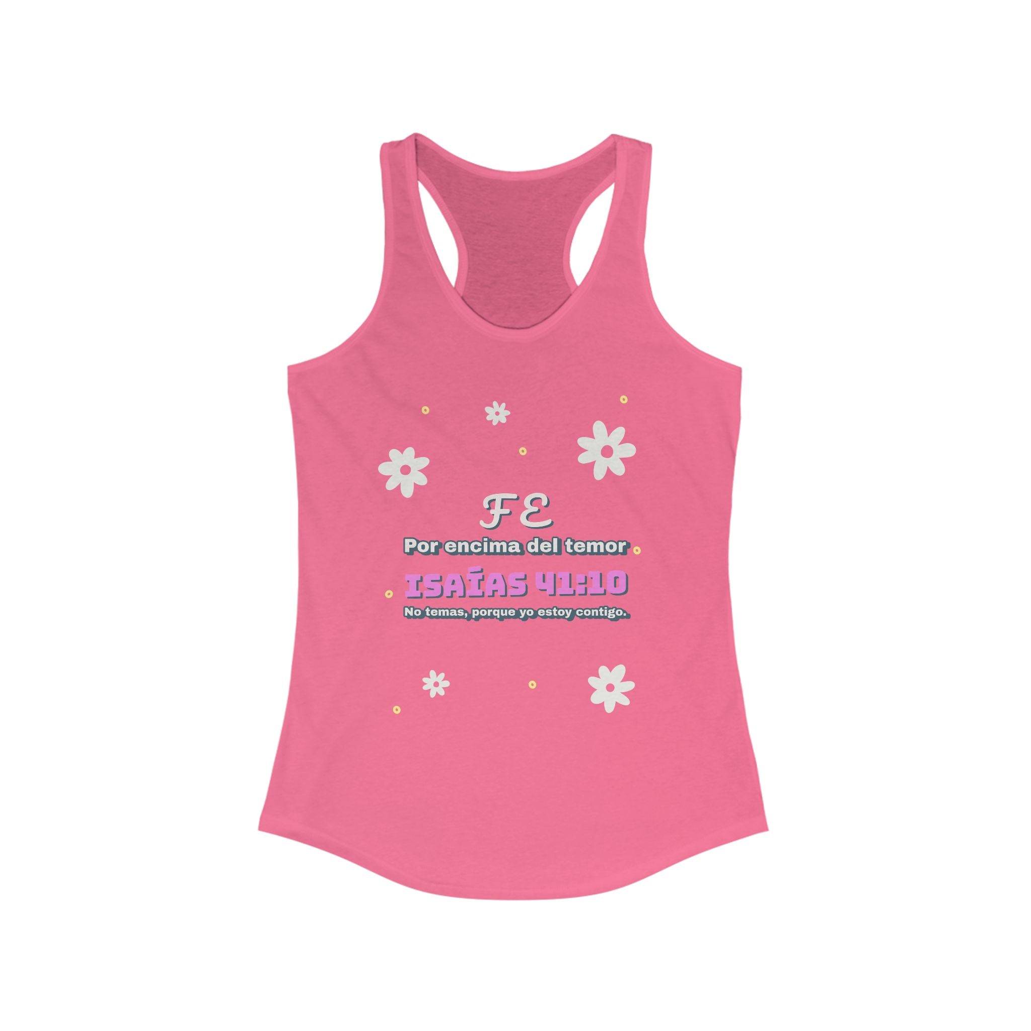 Workout Tank Top | Christian Gym Wear "Fe por Encima del Temor" -  Bible Verse Isaias 41:10, Shirt, Fitness Apparel, Women's Racerback| Spanish