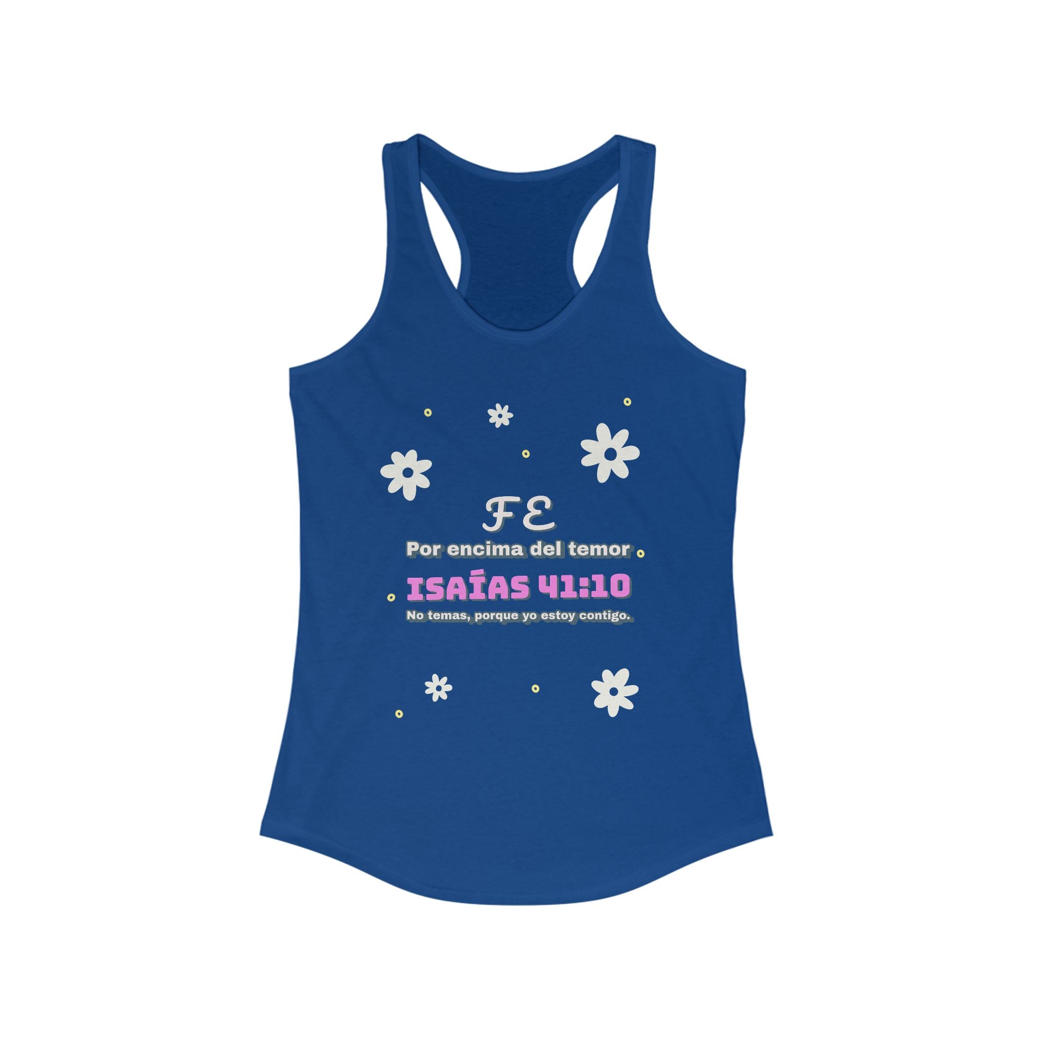 Workout Tank Top | Christian Gym Wear "Fe por Encima del Temor" -  Bible Verse Isaias 41:10, Shirt, Fitness Apparel, Women's Racerback| Spanish