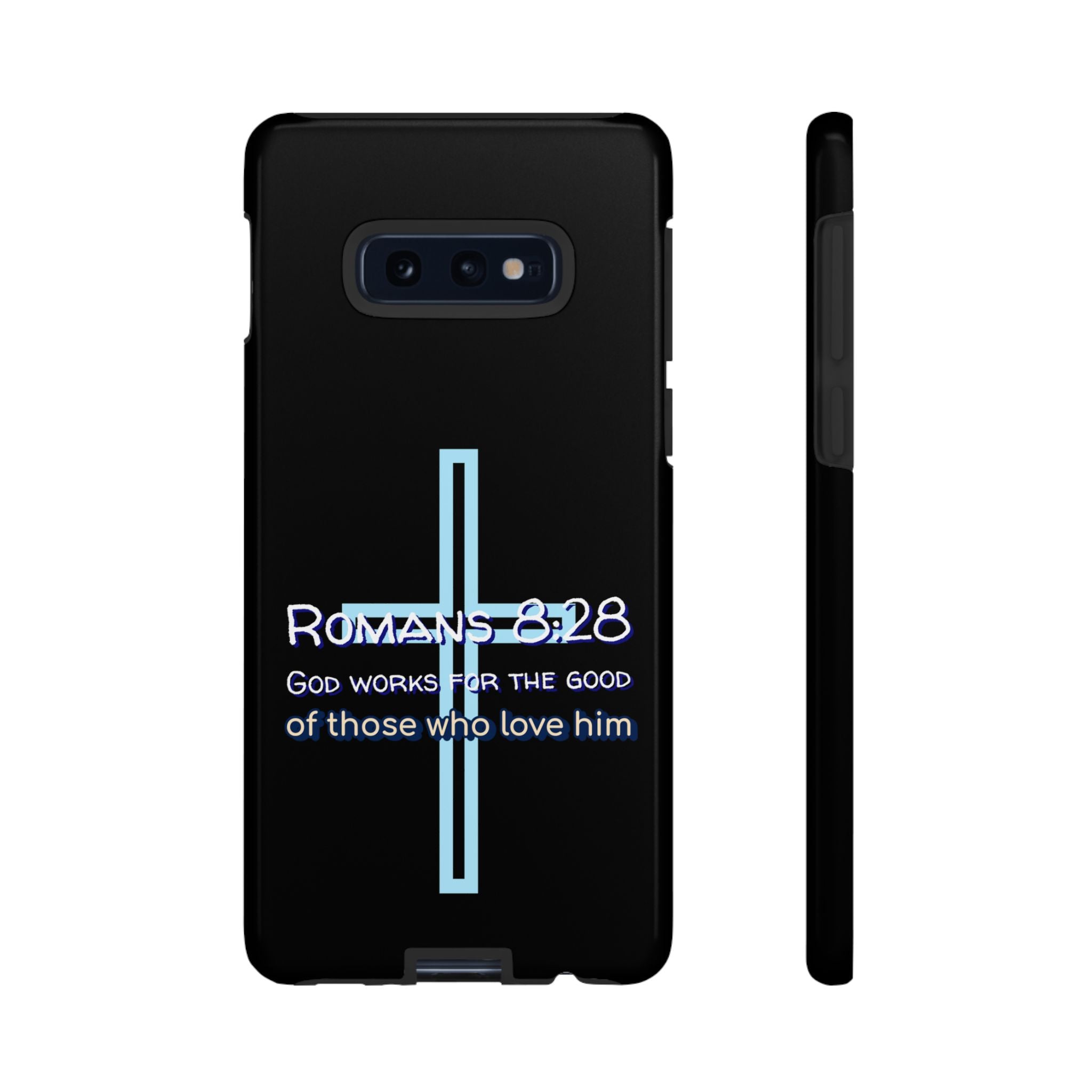 Christian Phone Case for Samsung Series, Tough Phone Case, Romans 8:28 Inspirational Gift, Faith-Based Phone Cover, Religious Style, Durable Cell Case
