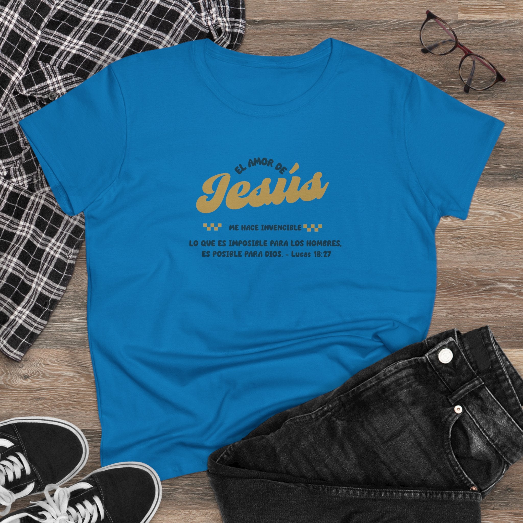 El Amor de Jesus Español Jesus Women's Tee, Casual Faith Shirt, Everyday Affirmation Top, Godly Girl Mujer de Dios graphic Tee, Gift for Her