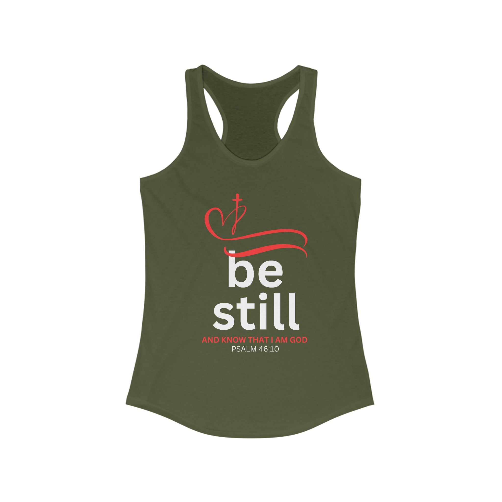 Workout Tank Top, Be Still and Know I am God, workout tank, Fitness Apparel, Women's Racerback, Biblical Quote-Faithfully Hecho