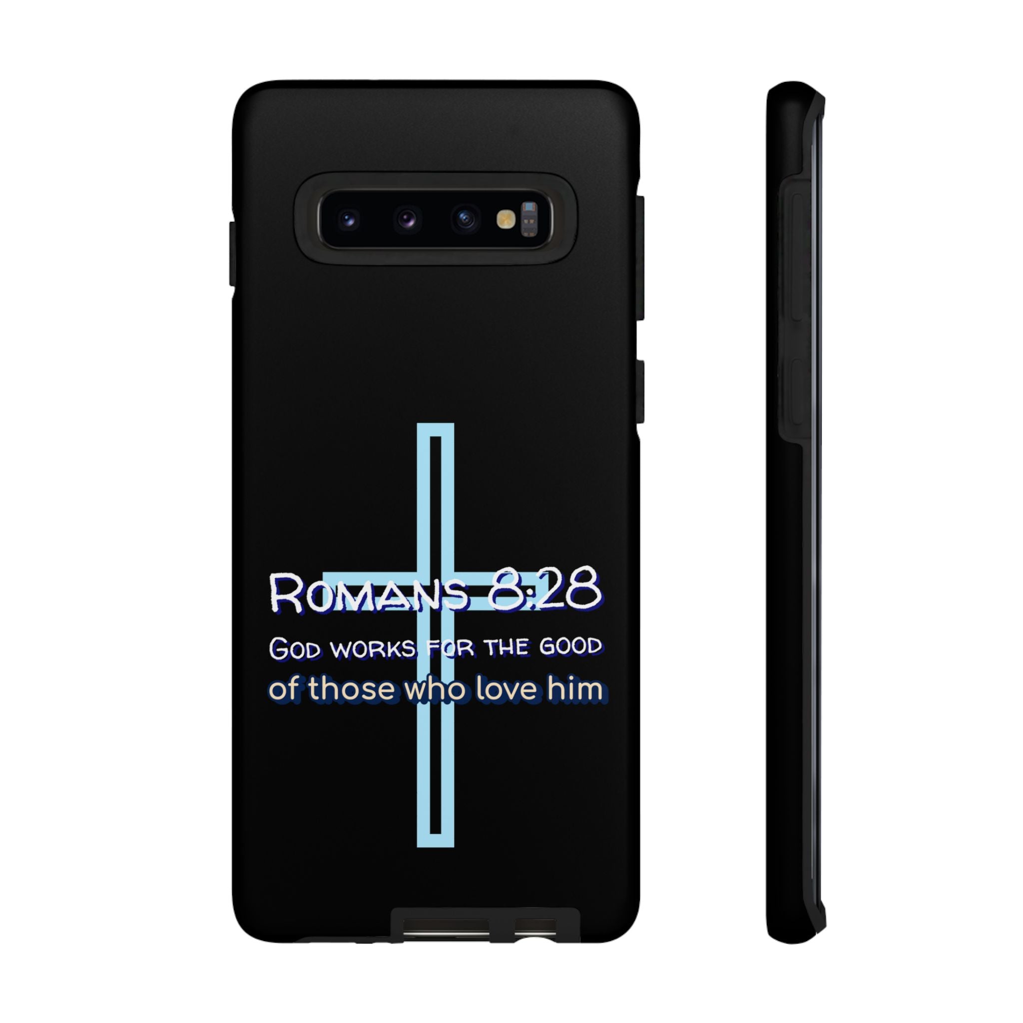 Christian Phone Case for Samsung Series, Tough Phone Case, Romans 8:28 Inspirational Gift, Faith-Based Phone Cover, Religious Style, Durable Cell Case