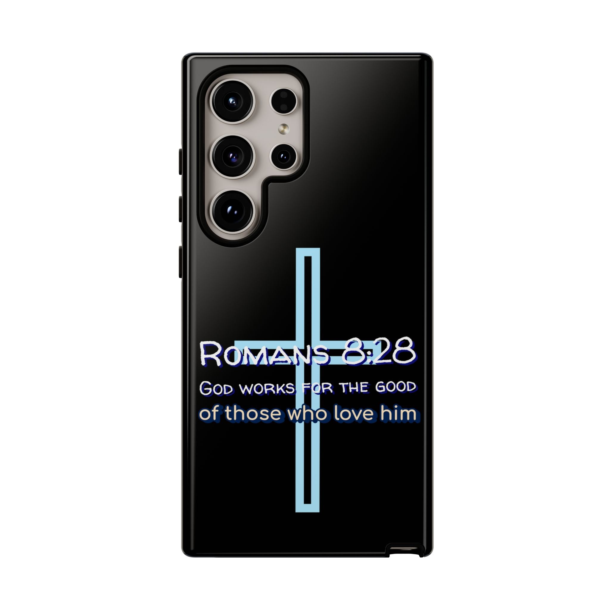 Christian Phone Case for Samsung Series, Tough Phone Case, Romans 8:28 Inspirational Gift, Faith-Based Phone Cover, Religious Style, Durable Cell Case