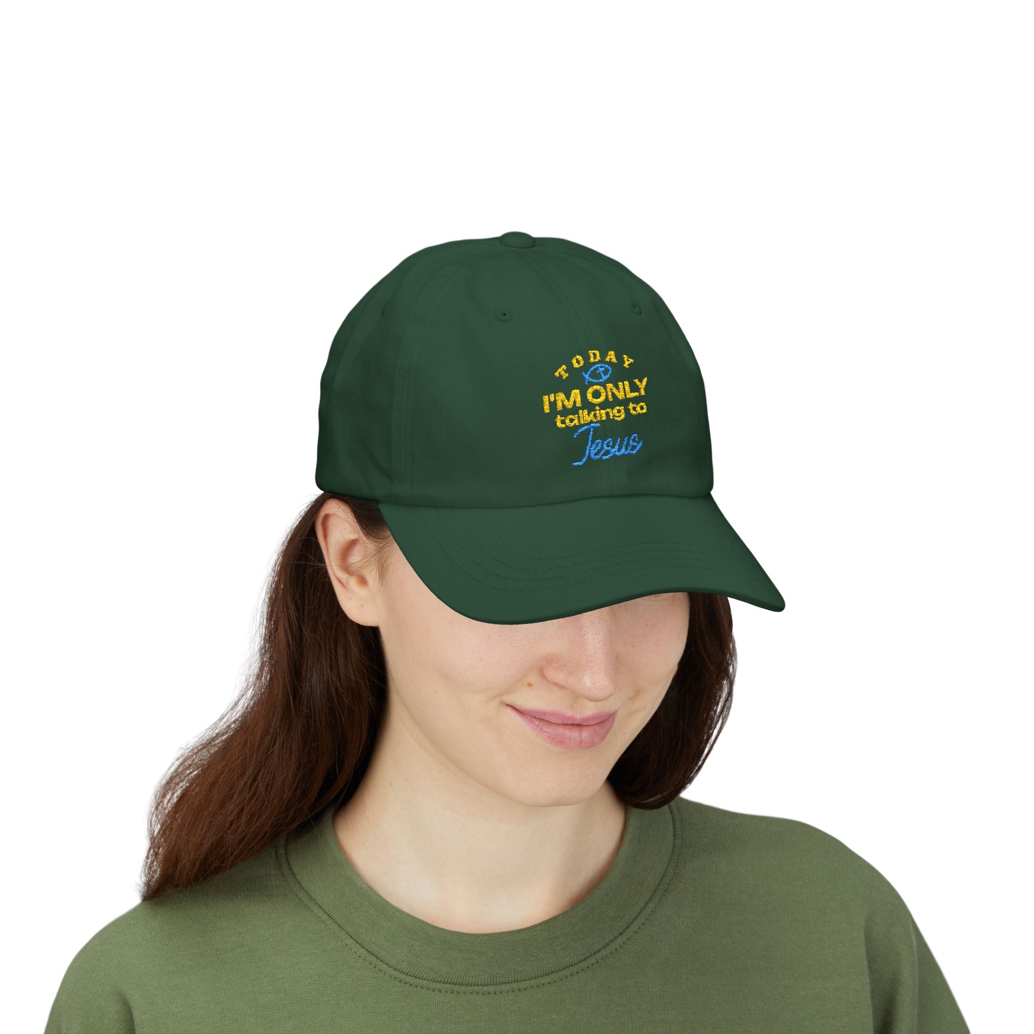 Classic Christian Cap , Christian Faith Accessories with message "Today I only talking to Jesus", Gift for her or him.