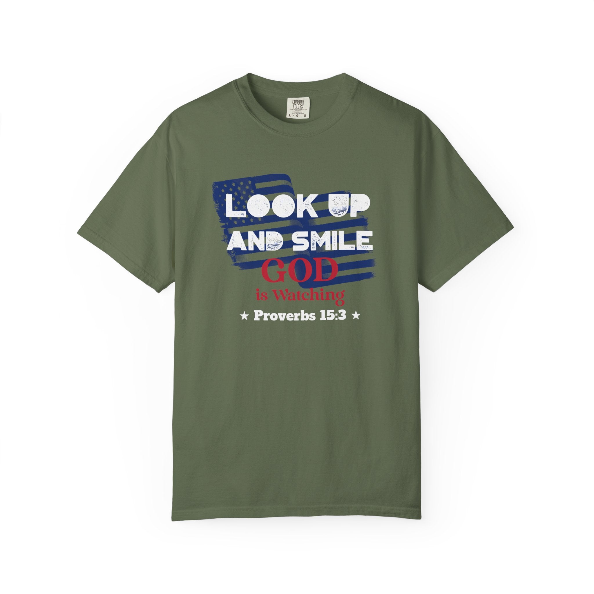 Look Up and Smile – A Reminder from Proverbs 15:3 That God Sees You - Unisex T-shirt