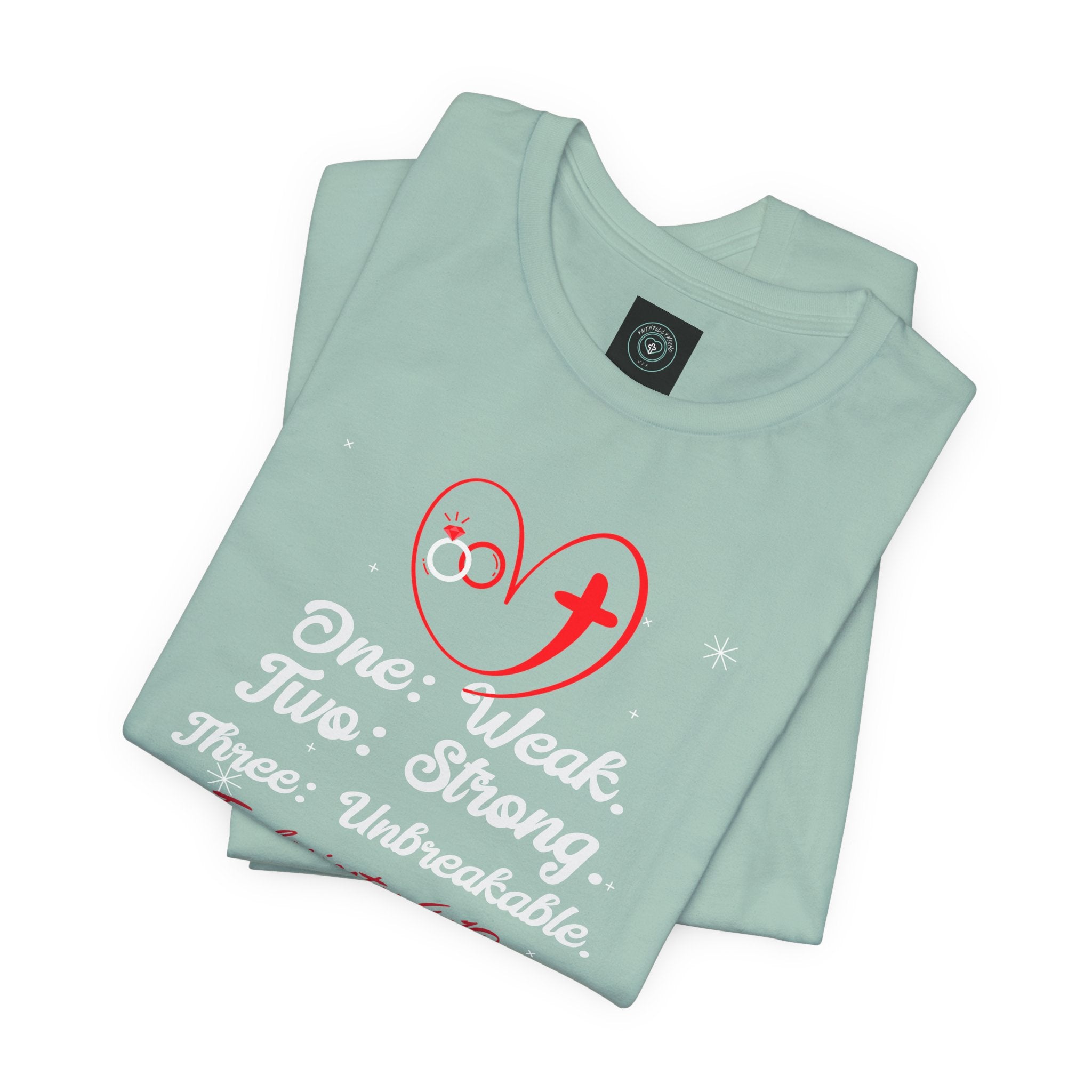 Christian tee for couple Blessing Design. Ideal for Gifts Christian couples, Birthday or Christmas. Inspired on bible verse Ecclesiastes 4:12- With Personalization Option to add wedding date