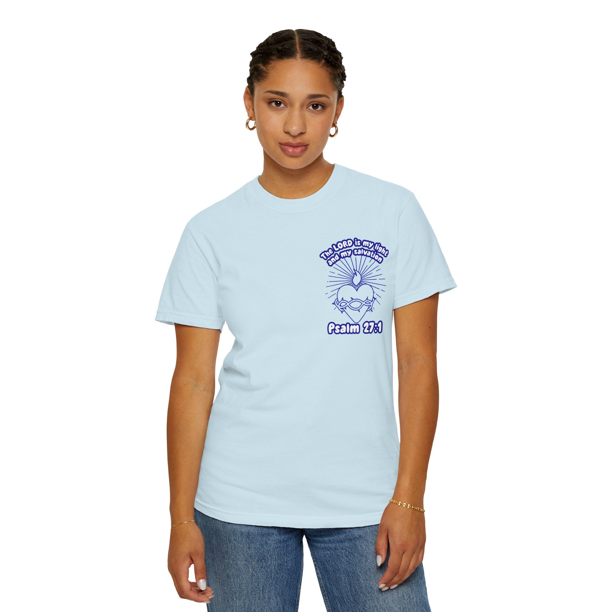 Christian Cross Unisex Tee - The Lord is my Light and my Salvation Design