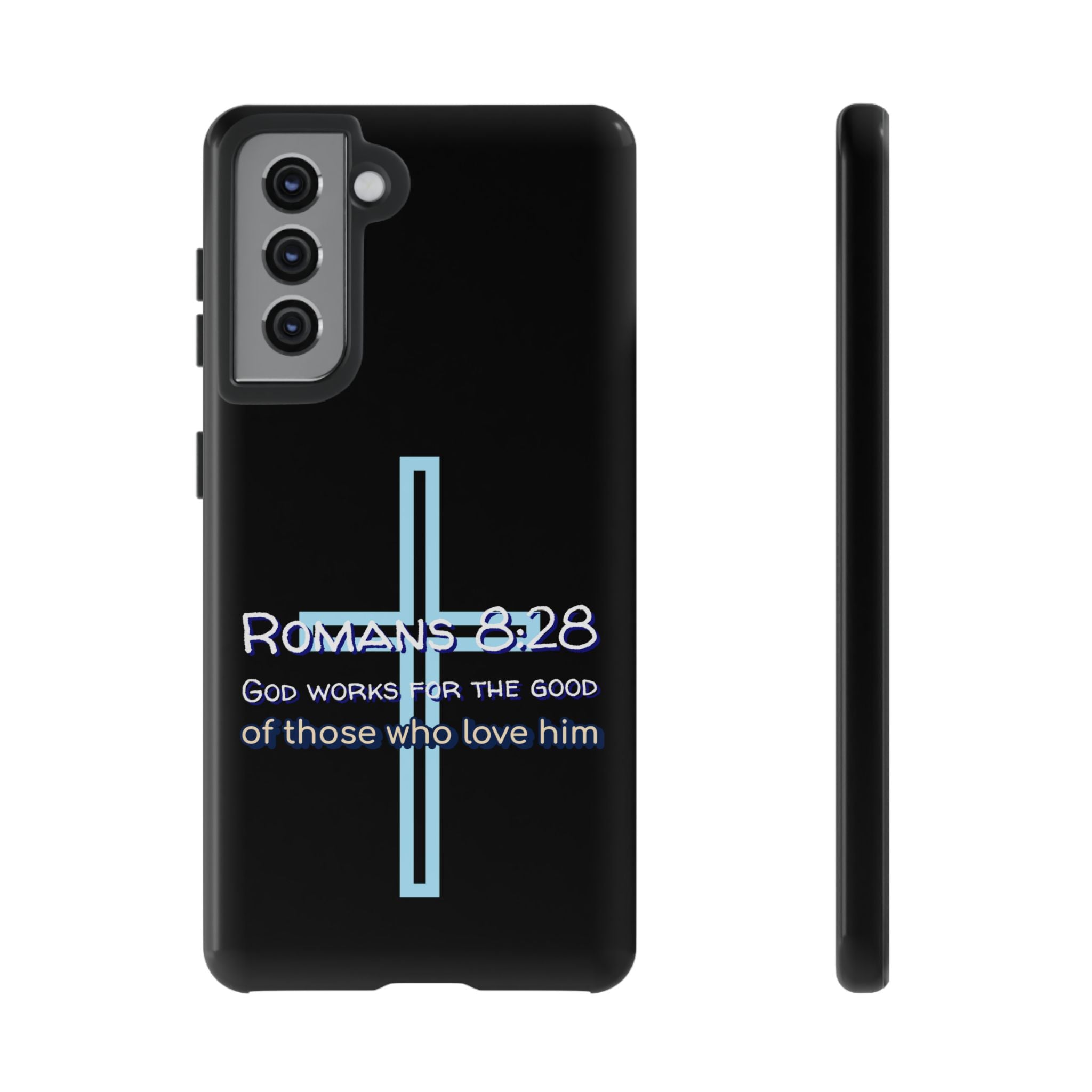 Christian Phone Case for Samsung Series, Tough Phone Case, Romans 8:28 Inspirational Gift, Faith-Based Phone Cover, Religious Style, Durable Cell Case