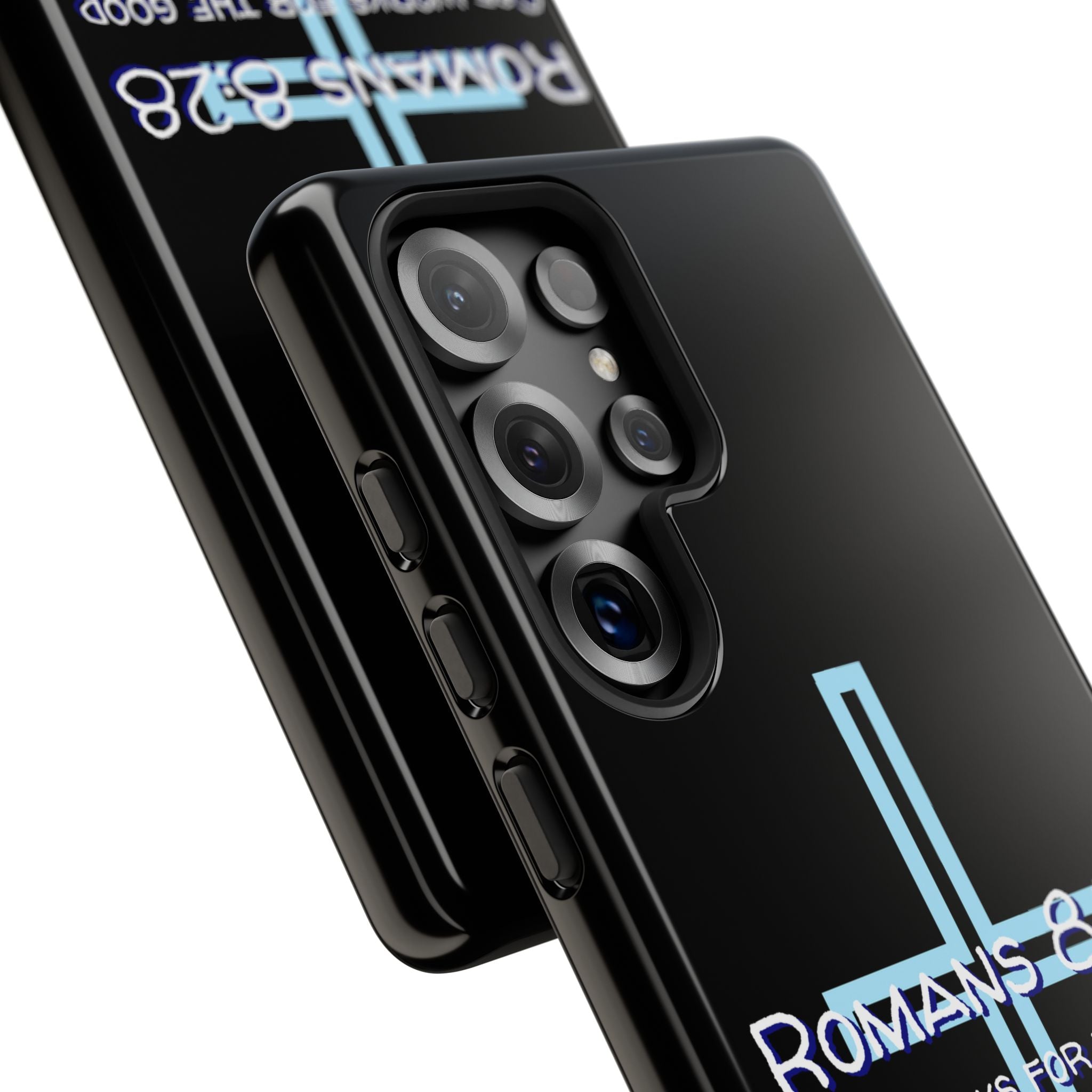 Christian Phone Case for Samsung Series, Tough Phone Case, Romans 8:28 Inspirational Gift, Faith-Based Phone Cover, Religious Style, Durable Cell Case