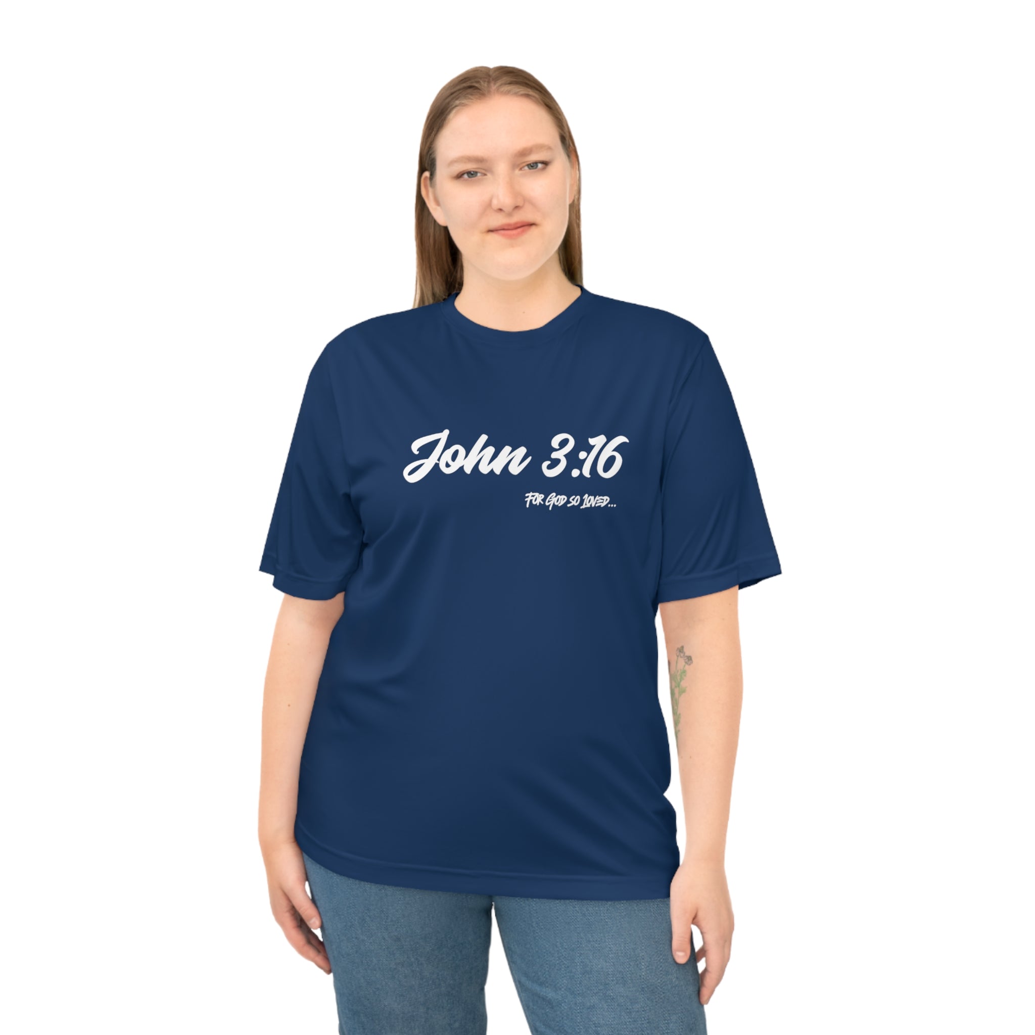 Christian Performance Zone T-Shirt for Athletes Bible Verse John 3:16 | Unisex Athletic Tee Minimalist