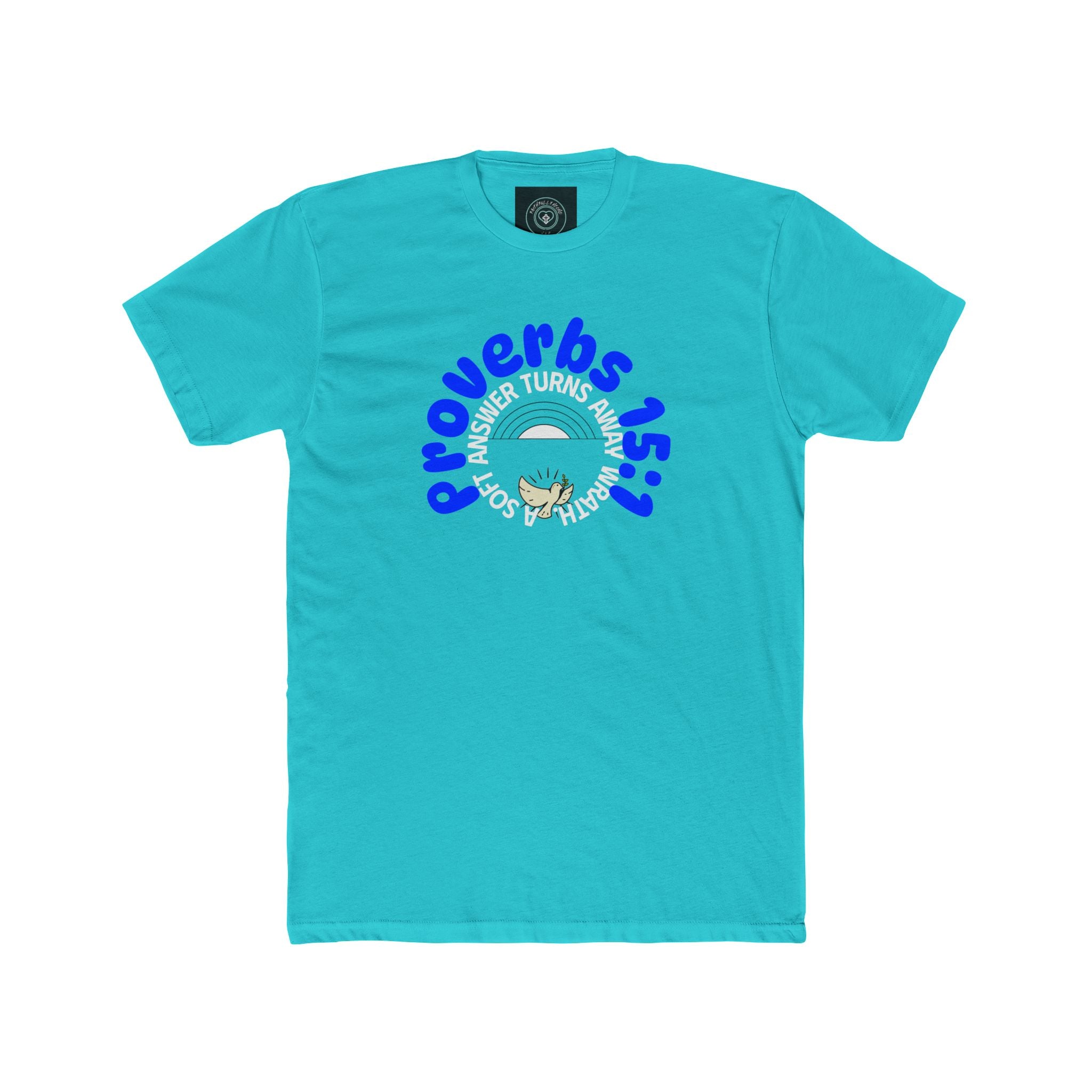 Inspirational Christian Quote Crew Tee, Proverbs 15:1 Motivational unisex T-Shirt, blue colors - Gift for Friends, Casual Wear, Bible Verse Tee, Everyday Comfort