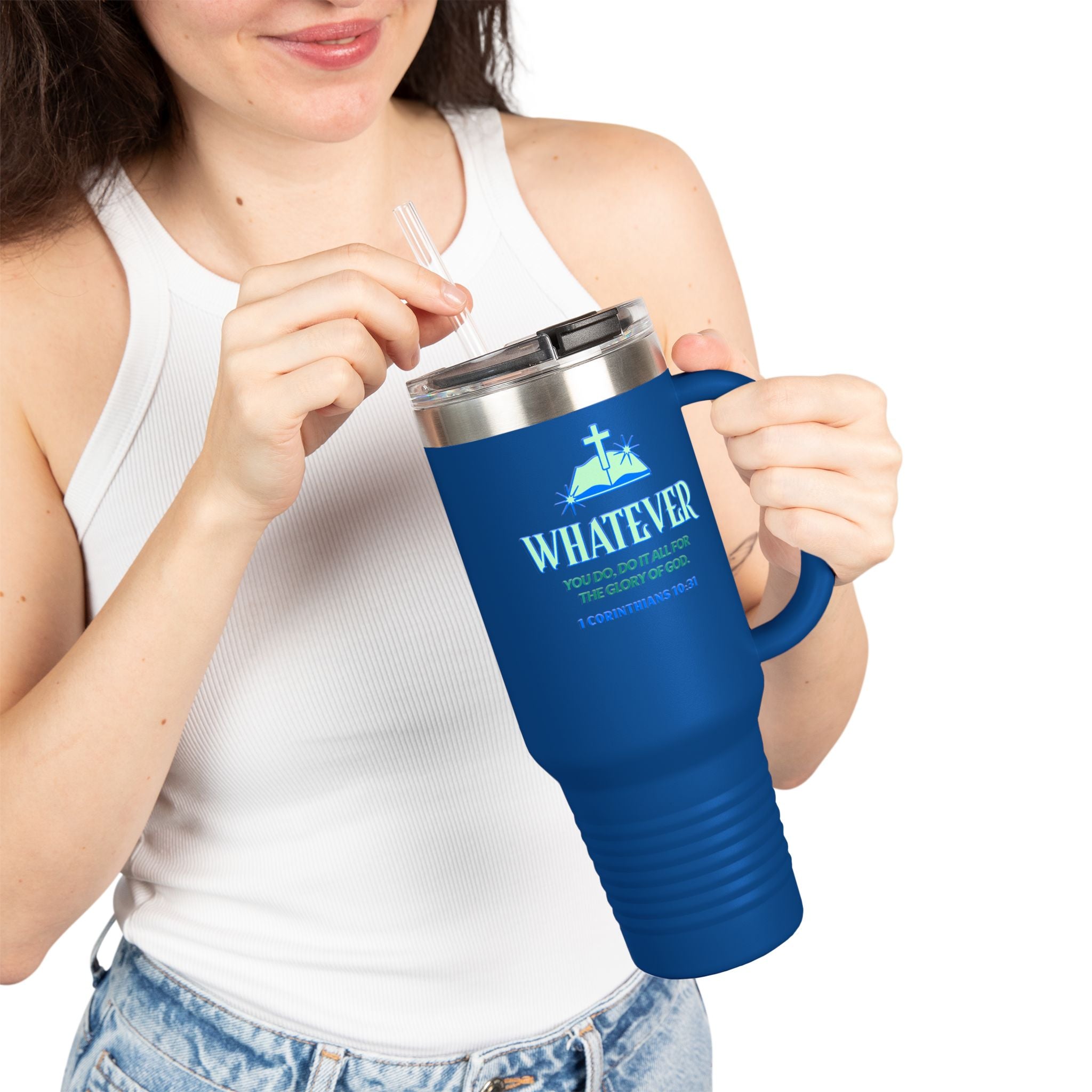 Personalized Insulated Travel Mug. Whatever you do, Do it for the Glory of God, Inspirational Quote. Perfect Gift for Travelers & Those on the Go, Birthdays, Christmas, Graduation..
