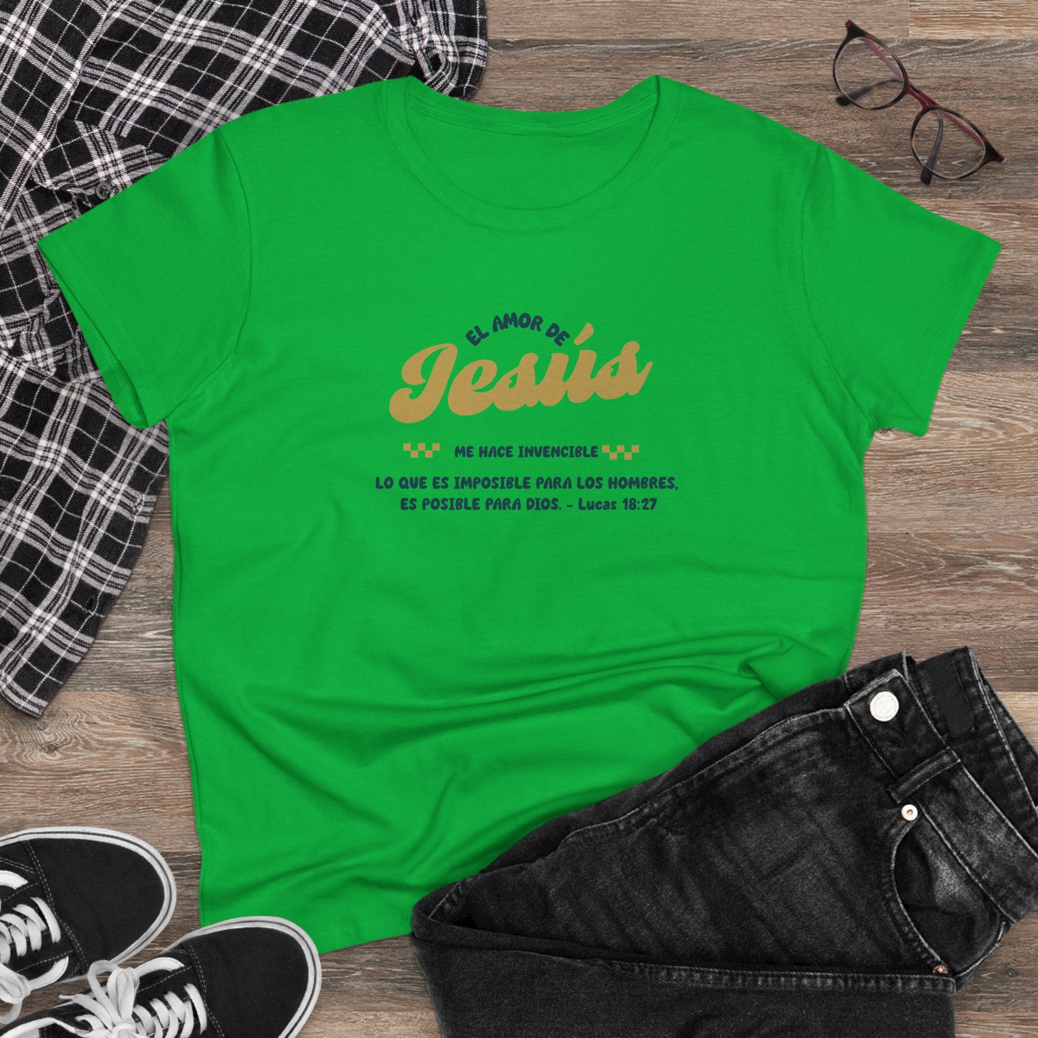 El Amor de Jesus Español Jesus Women's Tee, Casual Faith Shirt, Everyday Affirmation Top, Godly Girl Mujer de Dios graphic Tee, Gift for Her