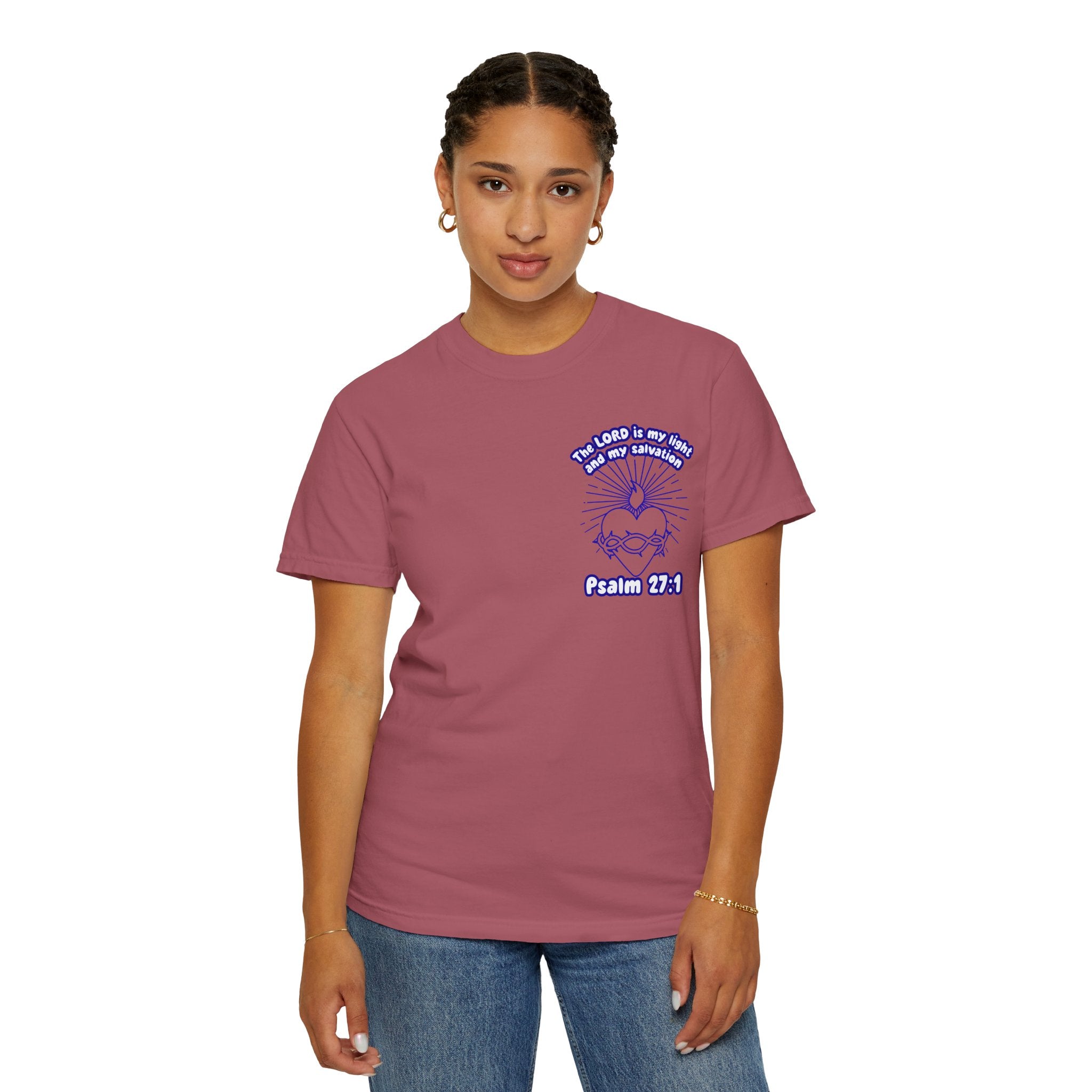 Christian Cross Unisex Tee - The Lord is my Light and my Salvation Design