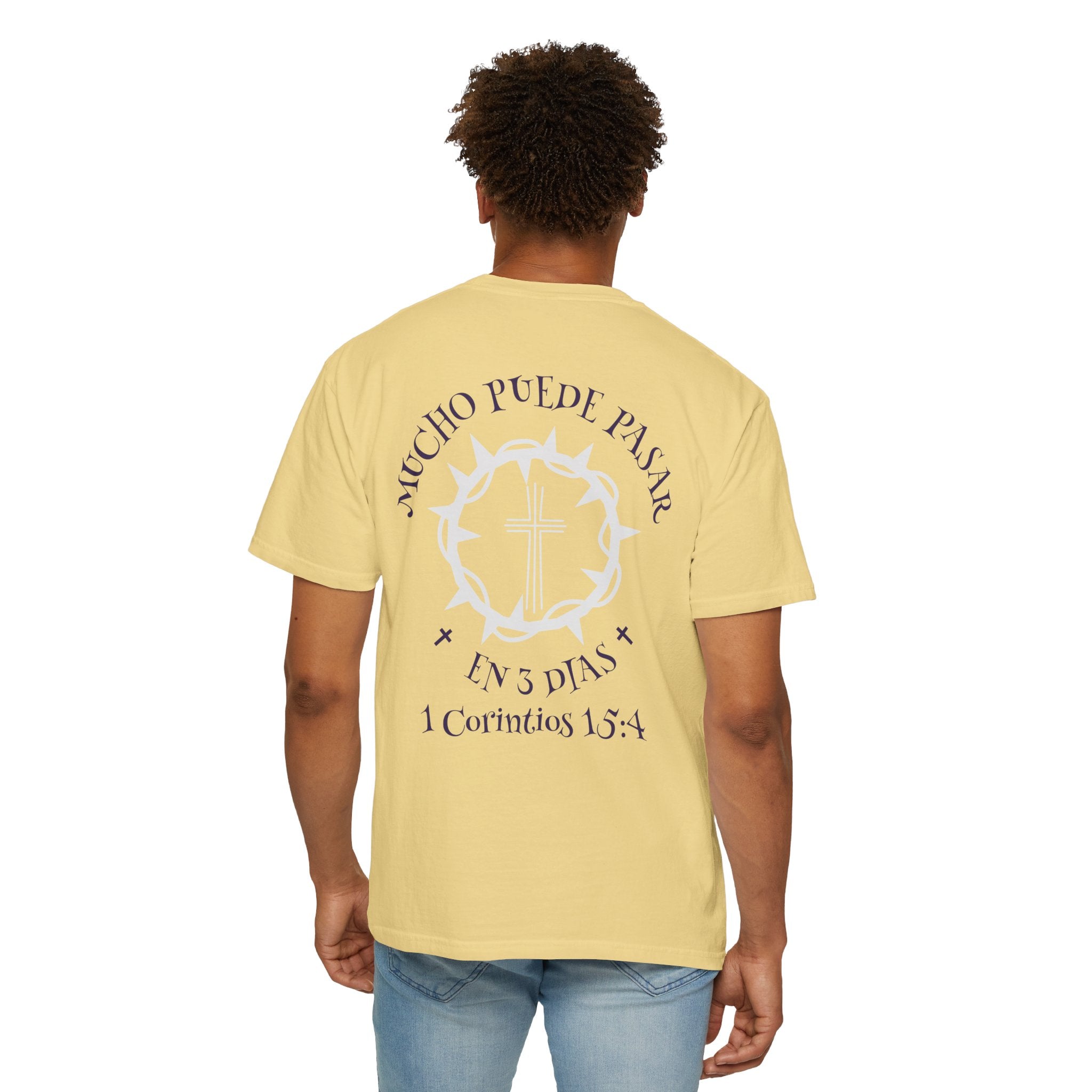 Christian Unisex Spanish Tee - Inspirado en 1 Corintios 15:4 " Mucho Puede pasar en 3 dias". Great for gift, Birthday, Church.