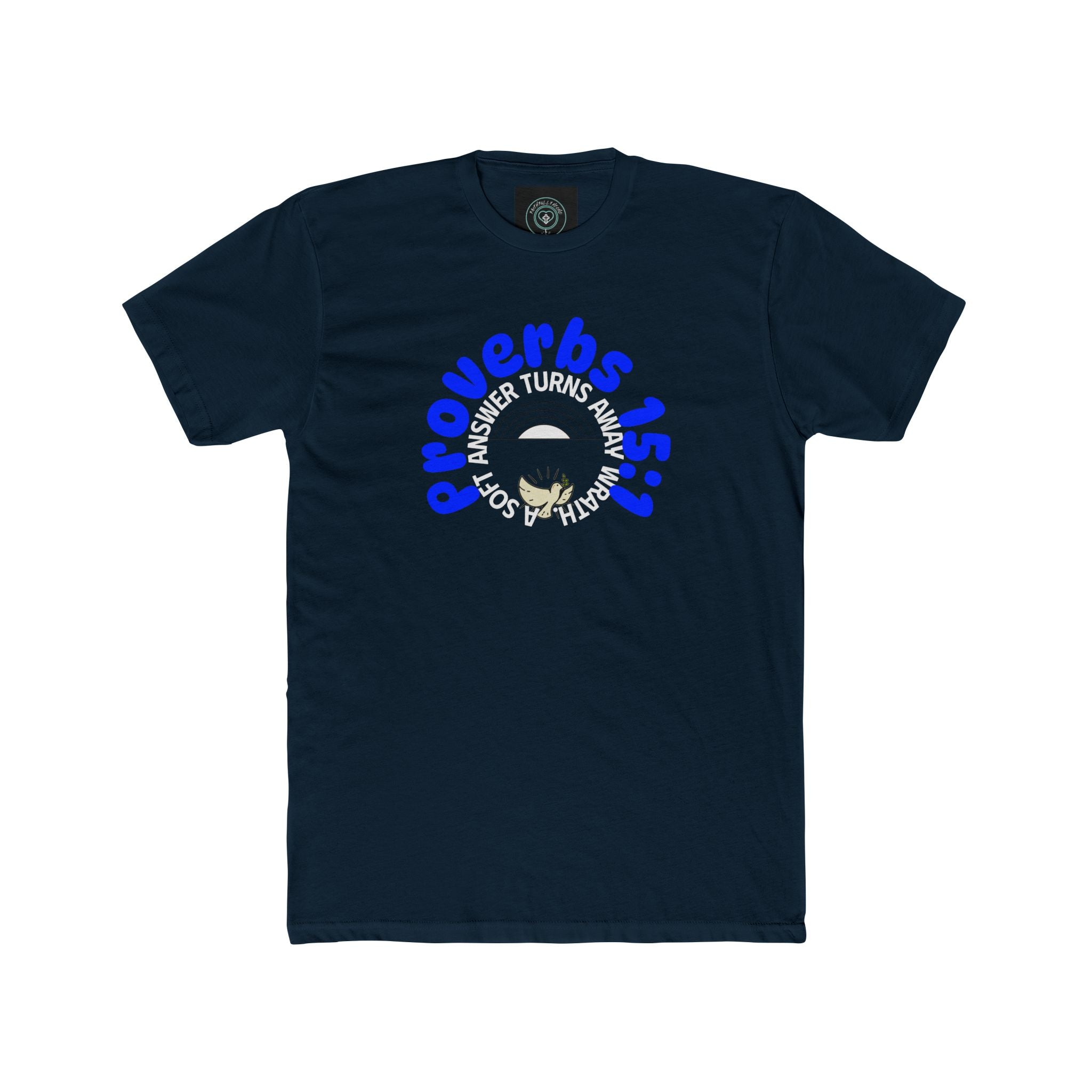 Inspirational Christian Quote Crew Tee, Proverbs 15:1 Motivational unisex T-Shirt, blue colors - Gift for Friends, Casual Wear, Bible Verse Tee, Everyday Comfort
