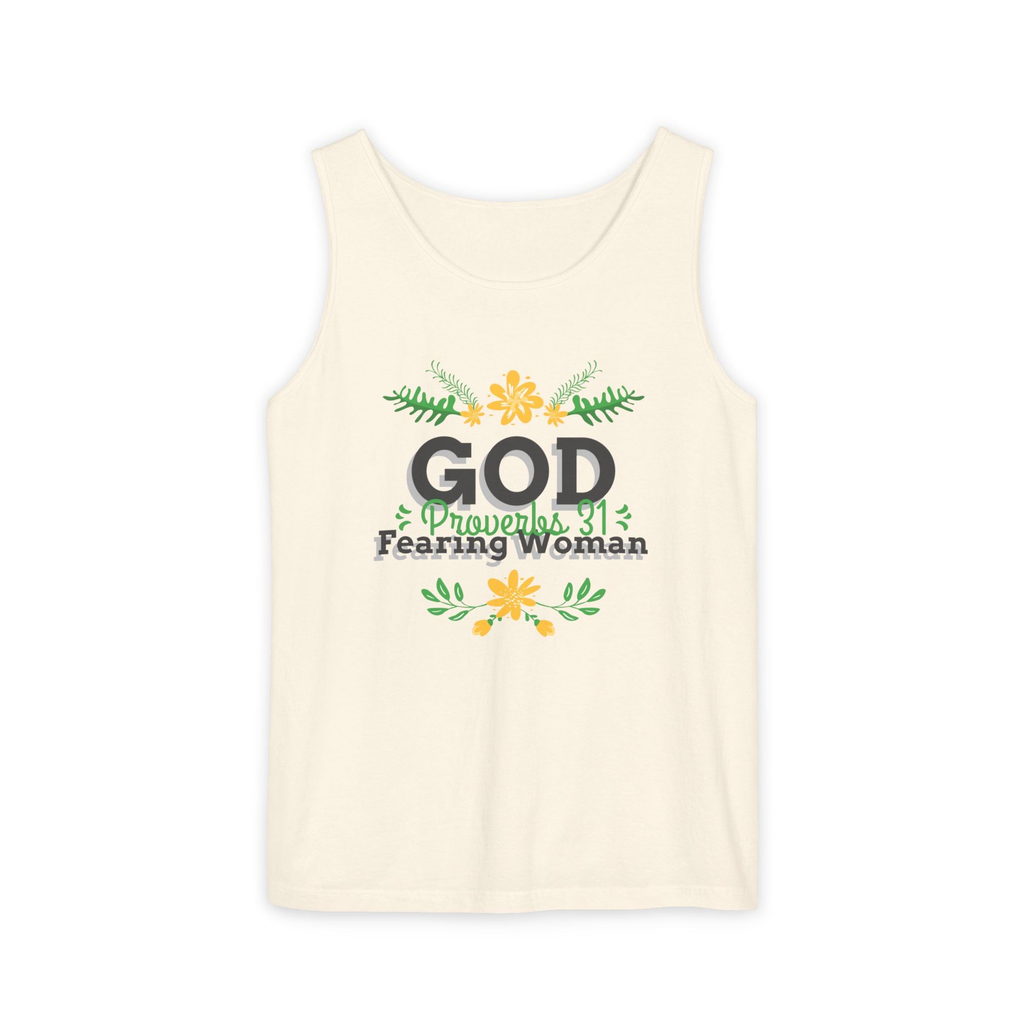Faith-Inspired Tank Top, God Fearing Woman Shirt, Summer Essential, Religious Gift, Casual Wear, Christian Apparel