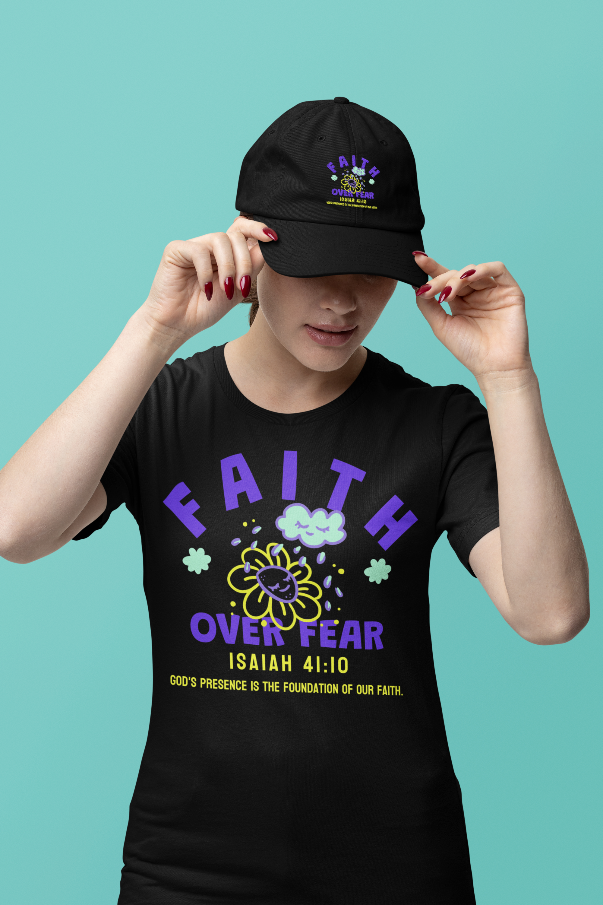Faith Over Fear Faith-Inspired Cotton Crew Tee, Bible Verse Tee | Isaiah 41:10 | Christian T-Shirt, Inspirational Apparel, Gift for Believers