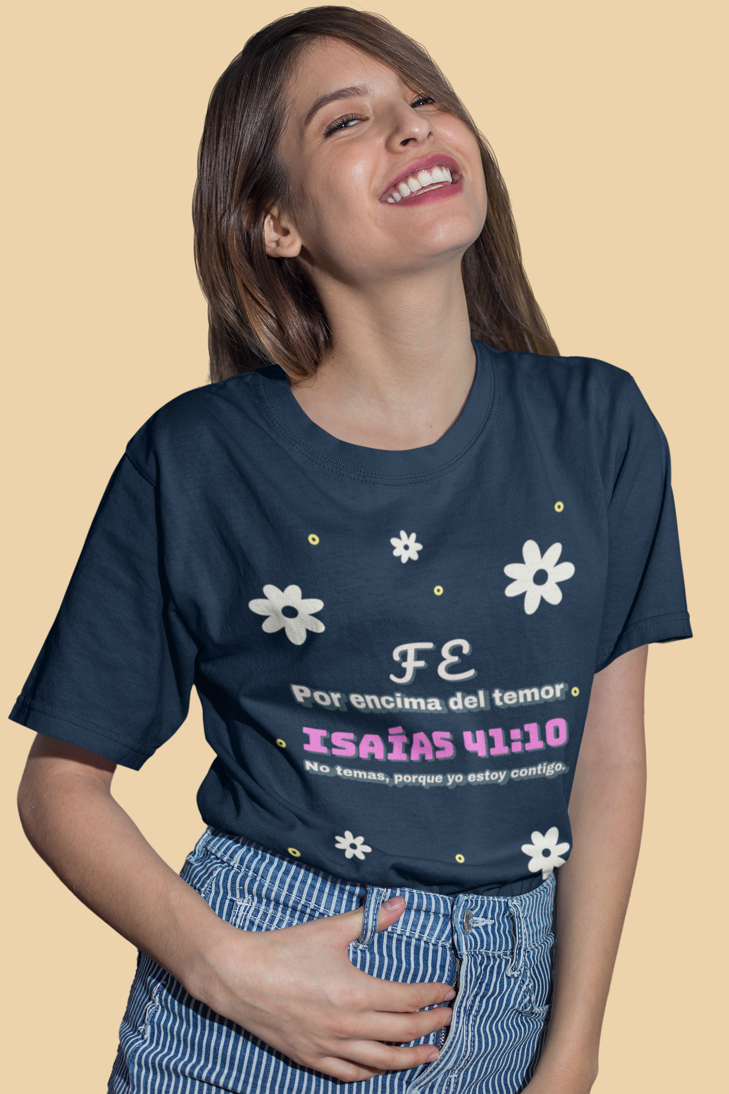 Fe por encima del Temor -Inspired Cotton Crew Tee, Bible Verse Tee | Isaías 41:10 | Christian T-Shirt, Inspirational Apparel, Gift for Believers