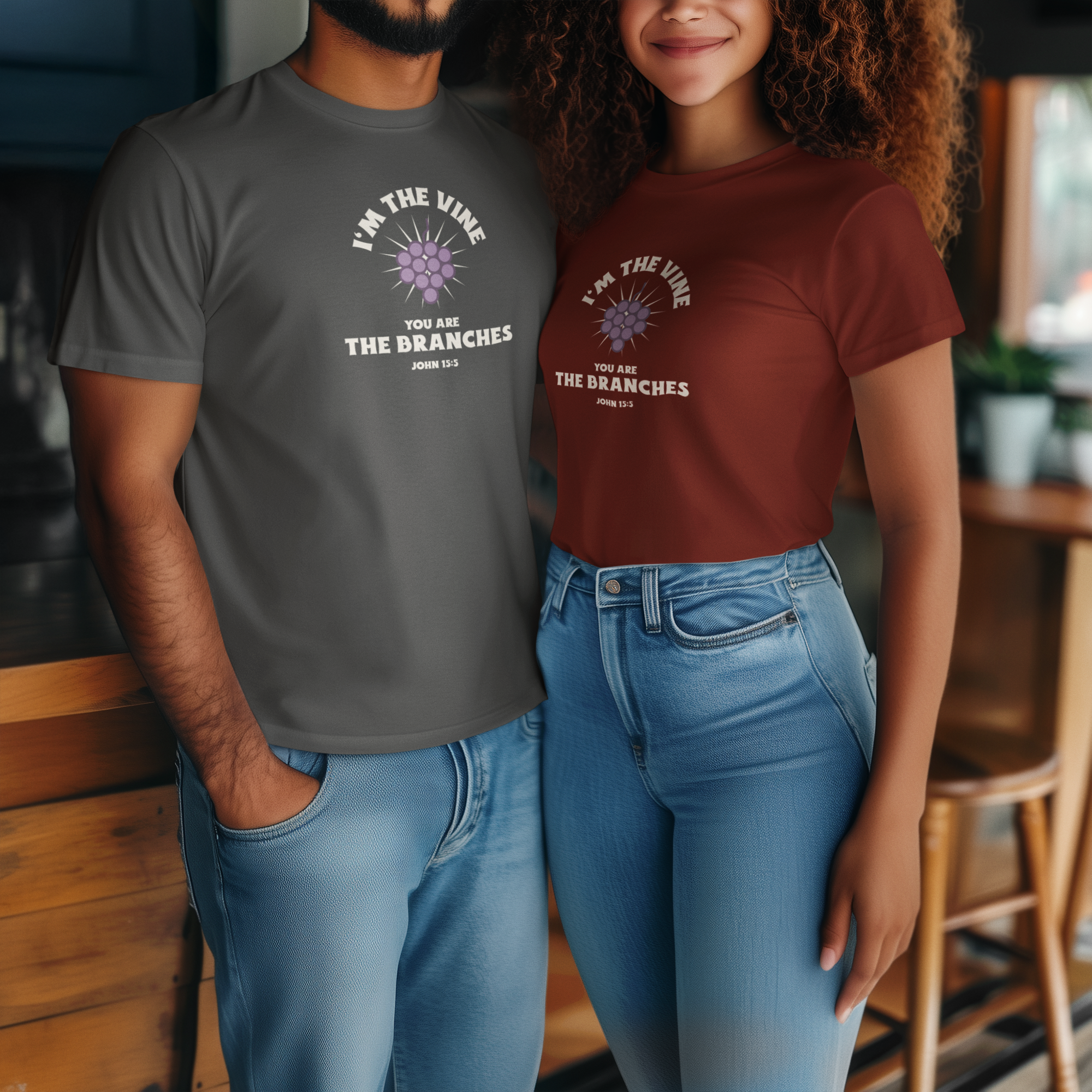 Christian T-shirt - Unisex Jersey Tee inspired by Bible Verse John 15:5