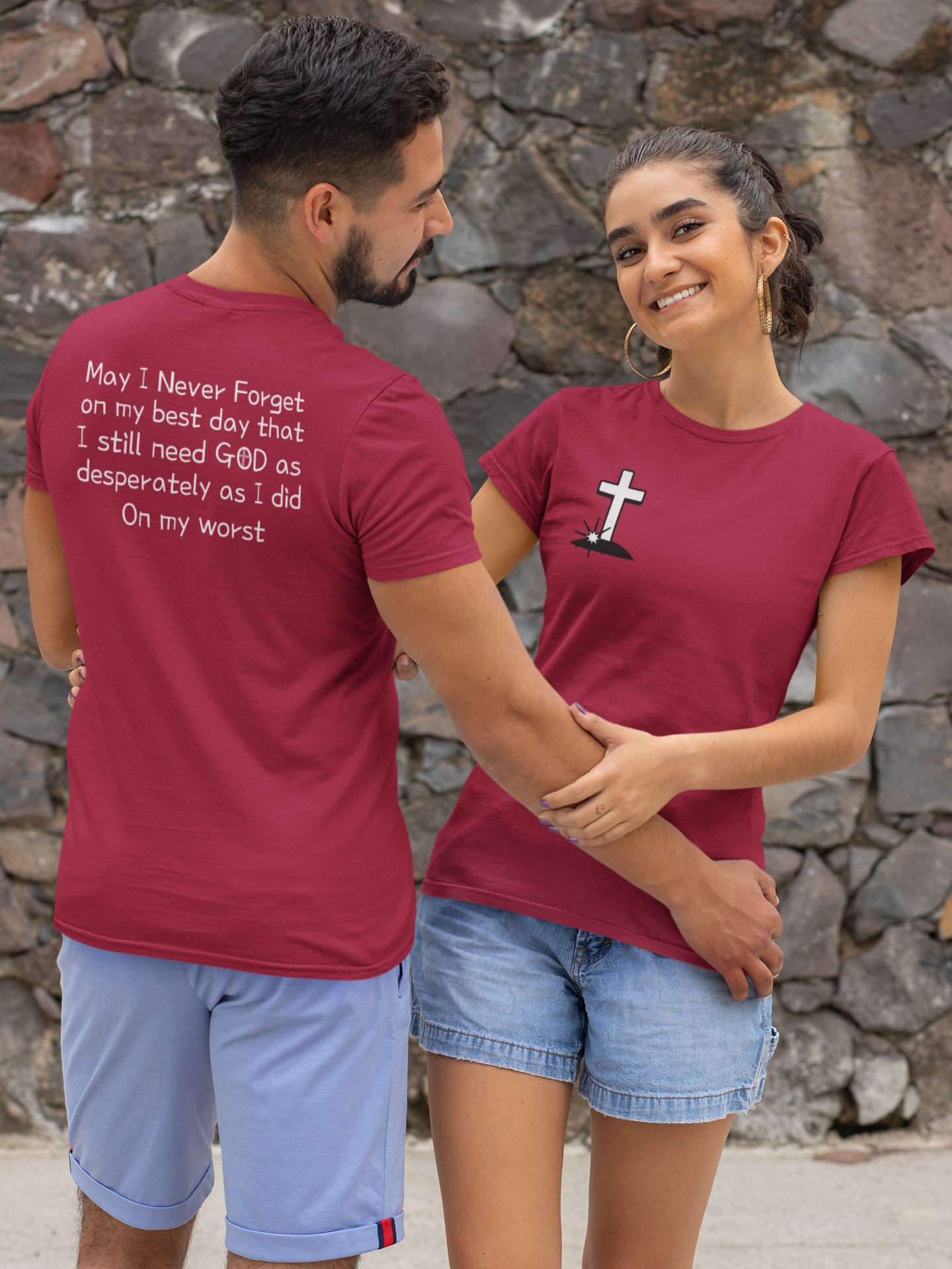 We need God Unisex Tee - Inspirational Christian Shirt. Front and back design - Birthday - Church - Couples - Faithfully Hecho